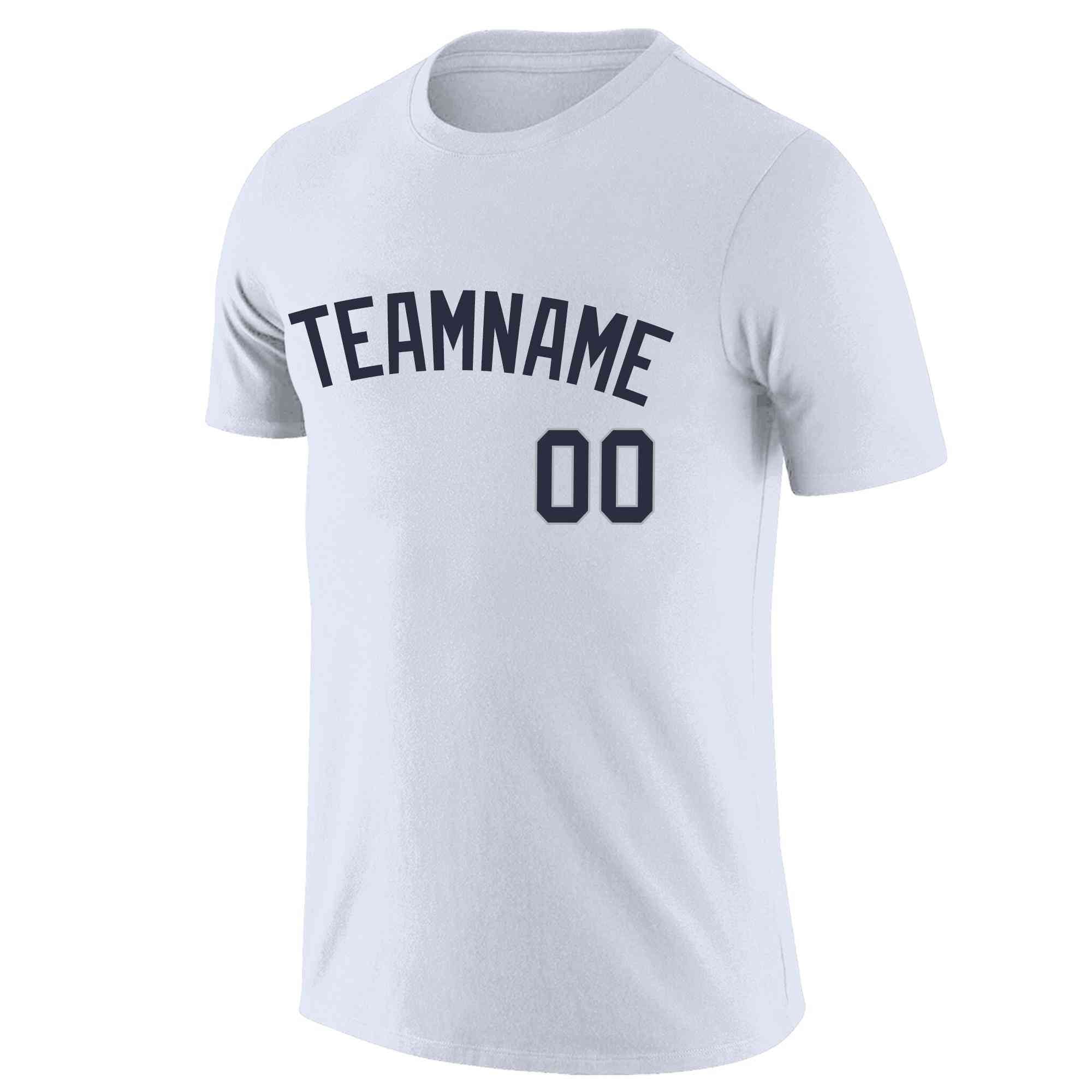Custom White Navy Classic Style Crew neck T-Shirts Full Sublimated | KXKSHOP