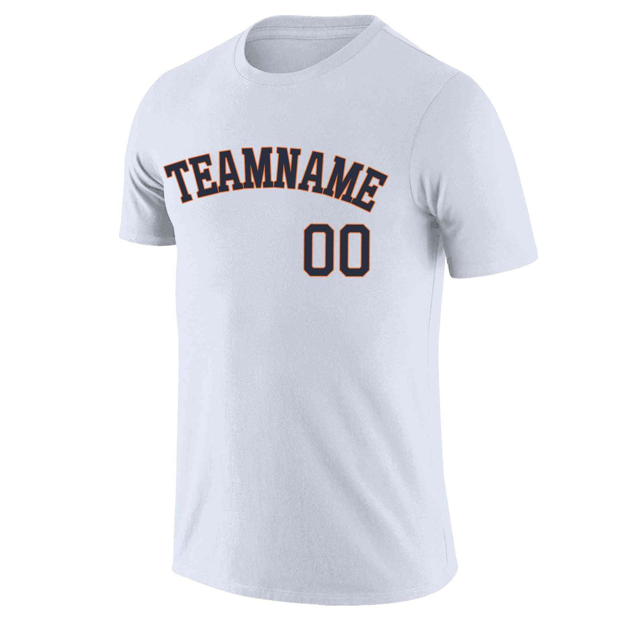 Custom White Navy-Orange Classic Style Crew neck T-Shirts Full Sublimated | KXKSHOP