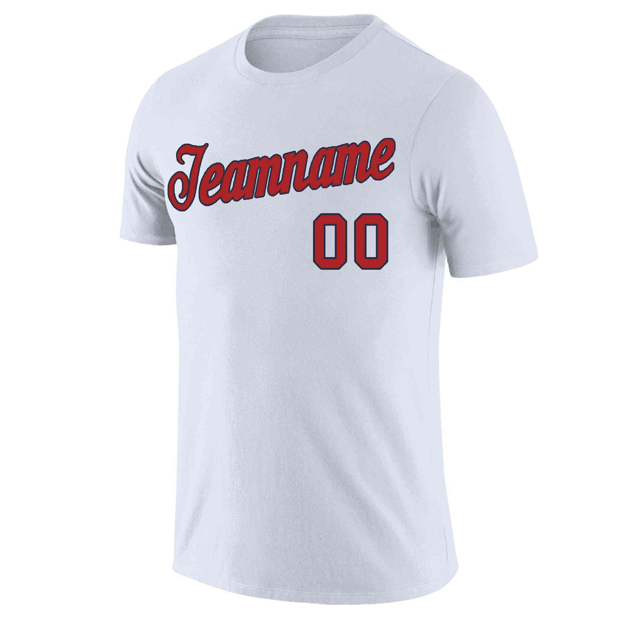 Custom White Red-Navy Classic Style Crew neck T-Shirts Full Sublimated | KXKSHOP