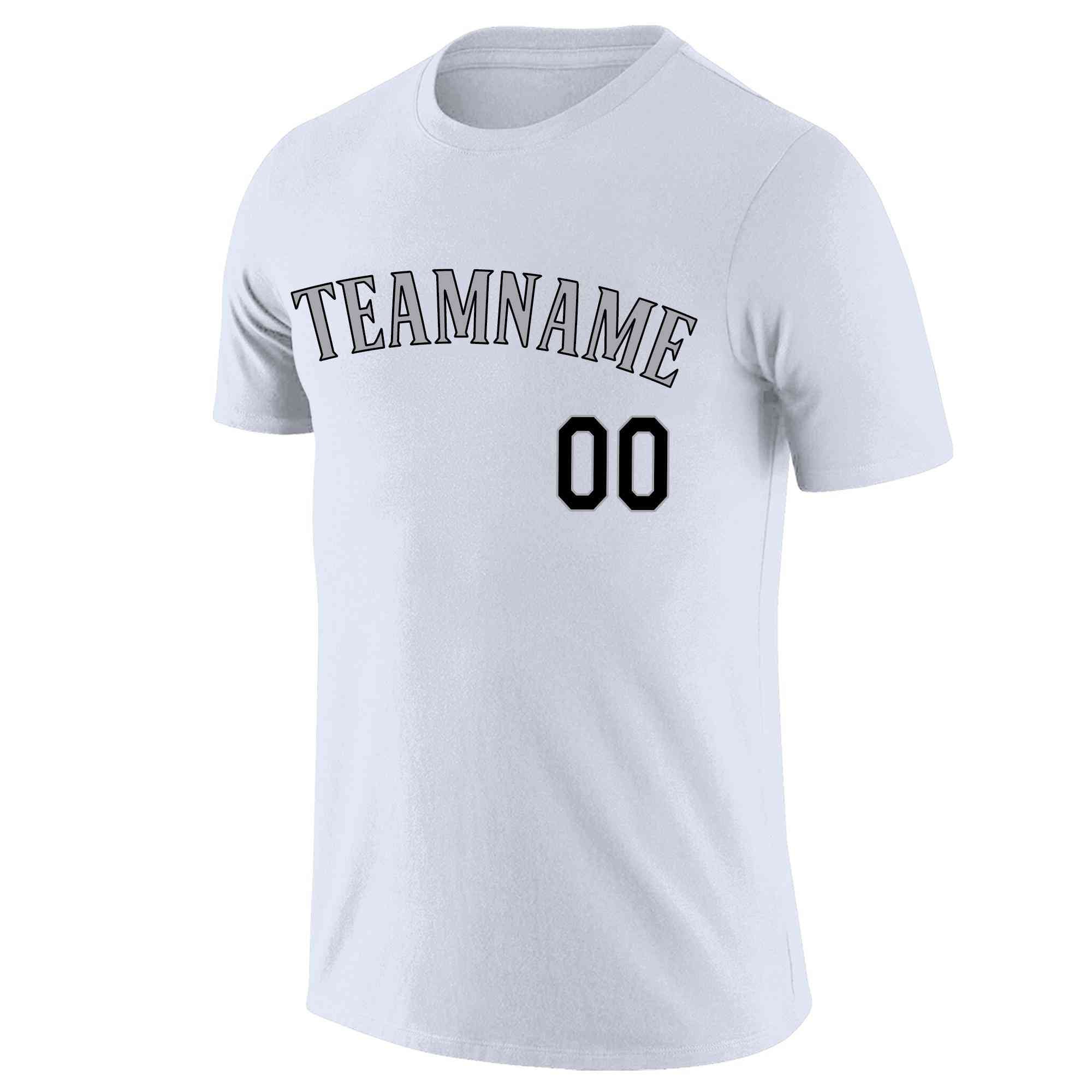 Custom White Gray-Black Classic Style Crew neck T-Shirts Full Sublimated | KXKSHOP
