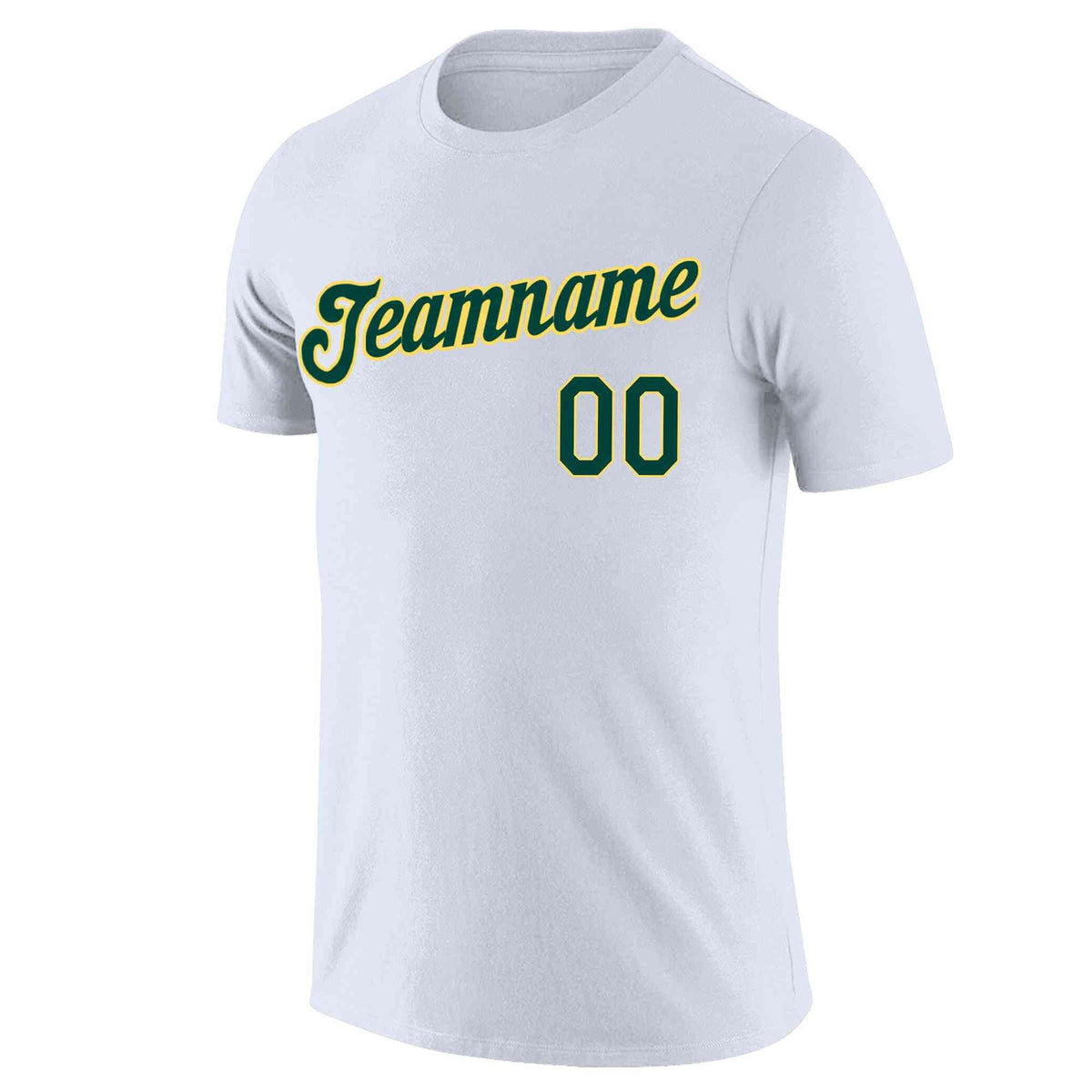 Custom White Green-Yellow Classic Style Crew neck T-Shirts Full Sublimated | KXKSHOP