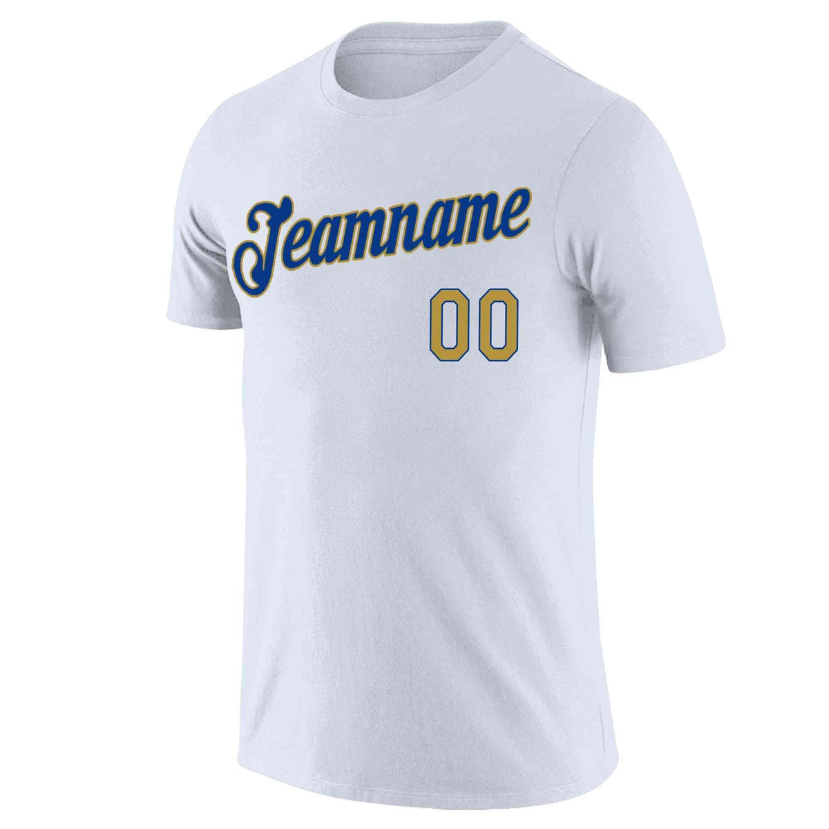 Custom White Royal-Gold Classic Style Crew neck T-Shirts Full Sublimated | KXKSHOP