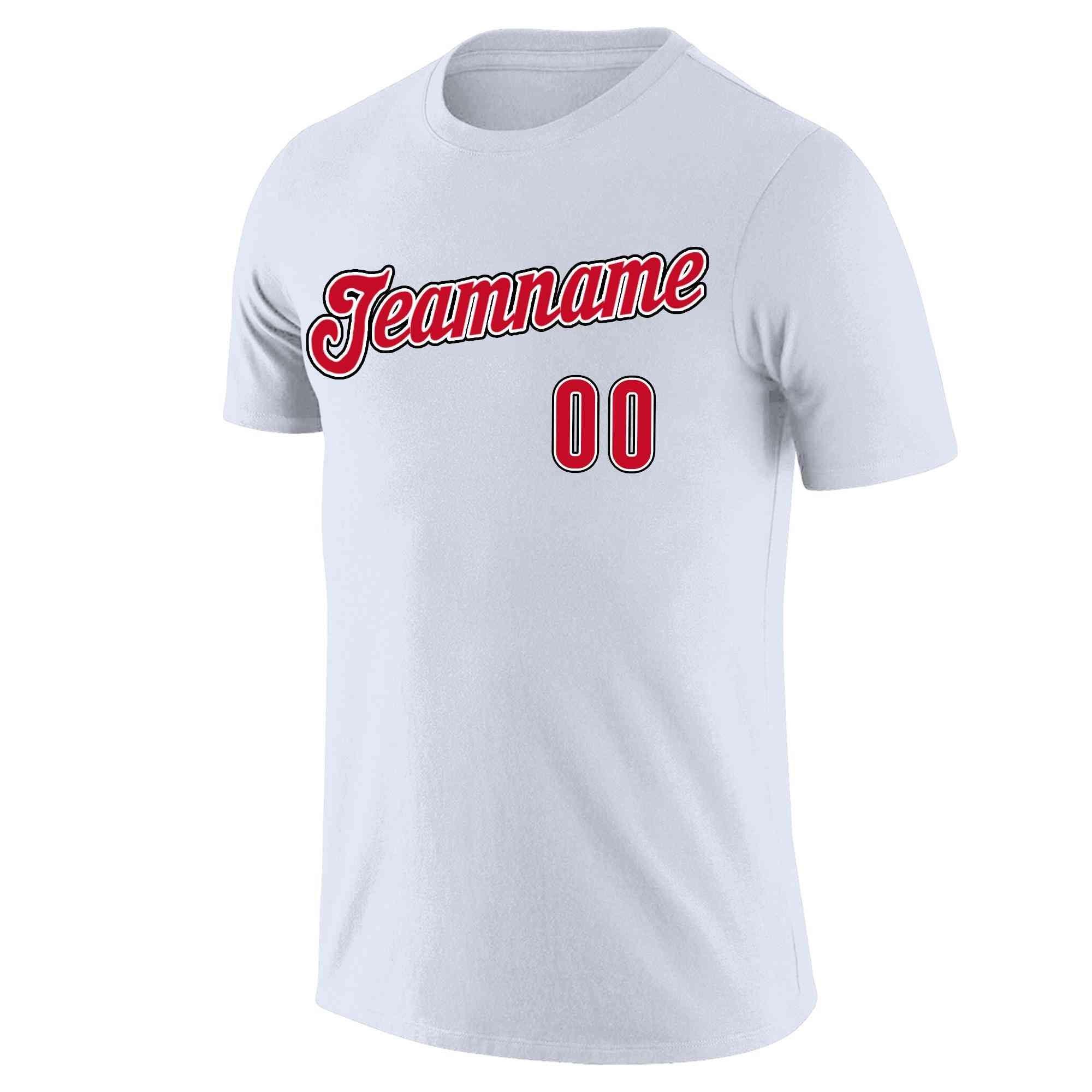 Custom White Red-White Classic Style Crew neck T-Shirts Full Sublimated | KXKSHOP