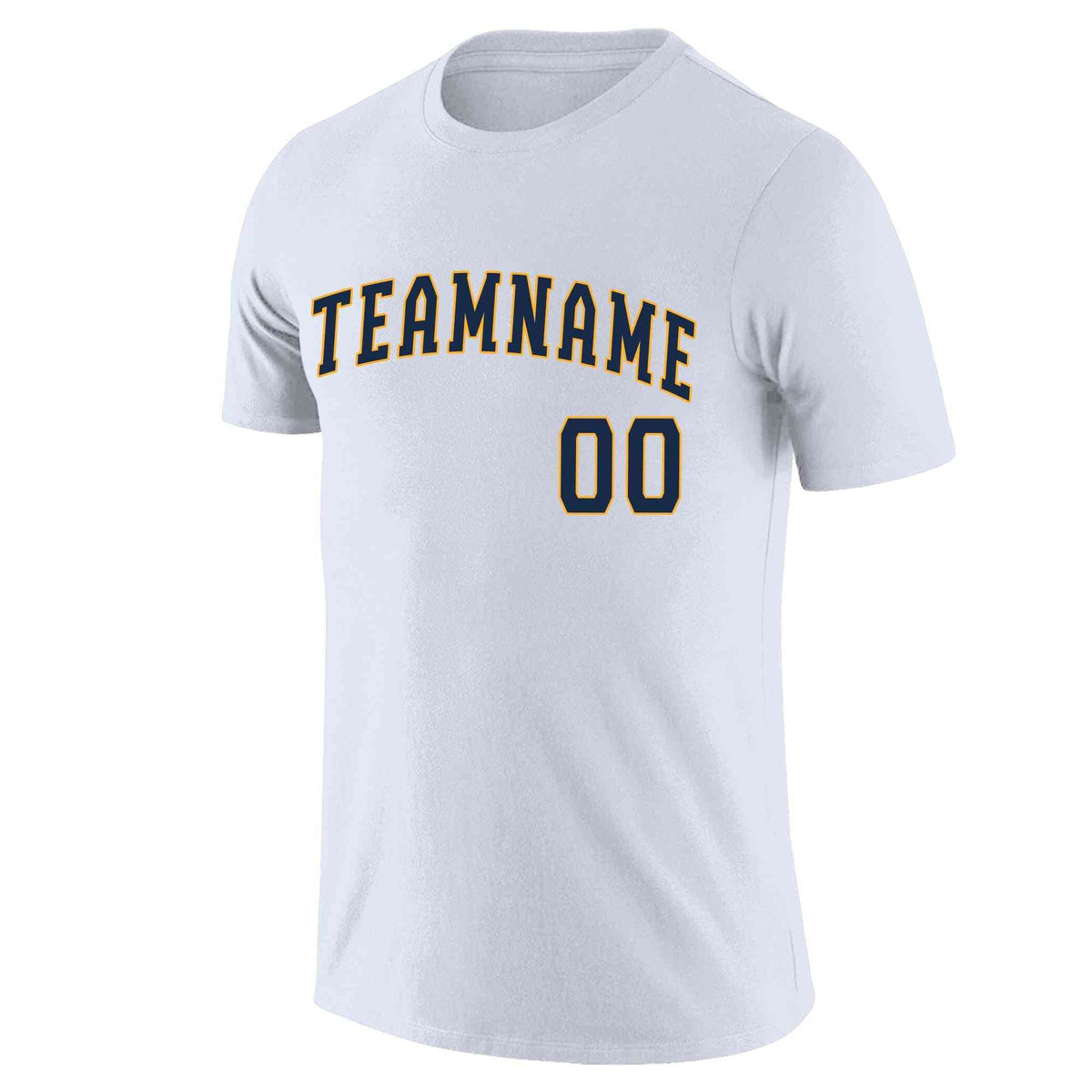 Custom White Navy-Yellow Classic Style Crew neck T-Shirts Full Sublimated | KXKSHOP