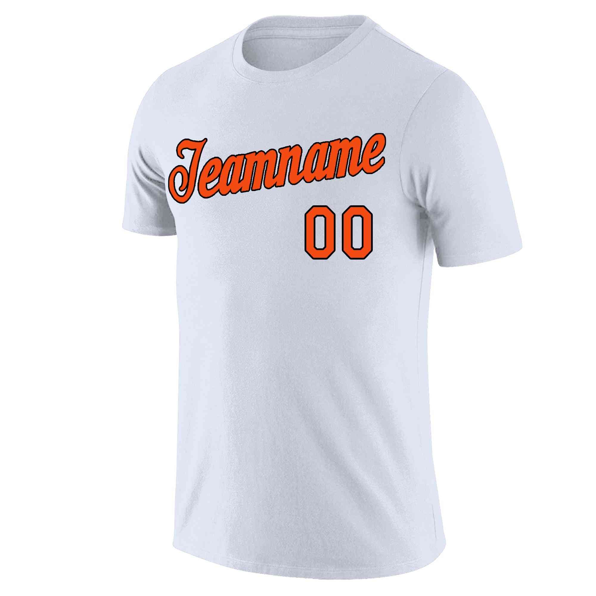 Custom White Orange-Black Classic Style Crew neck T-Shirts Full Sublimated | KXKSHOP