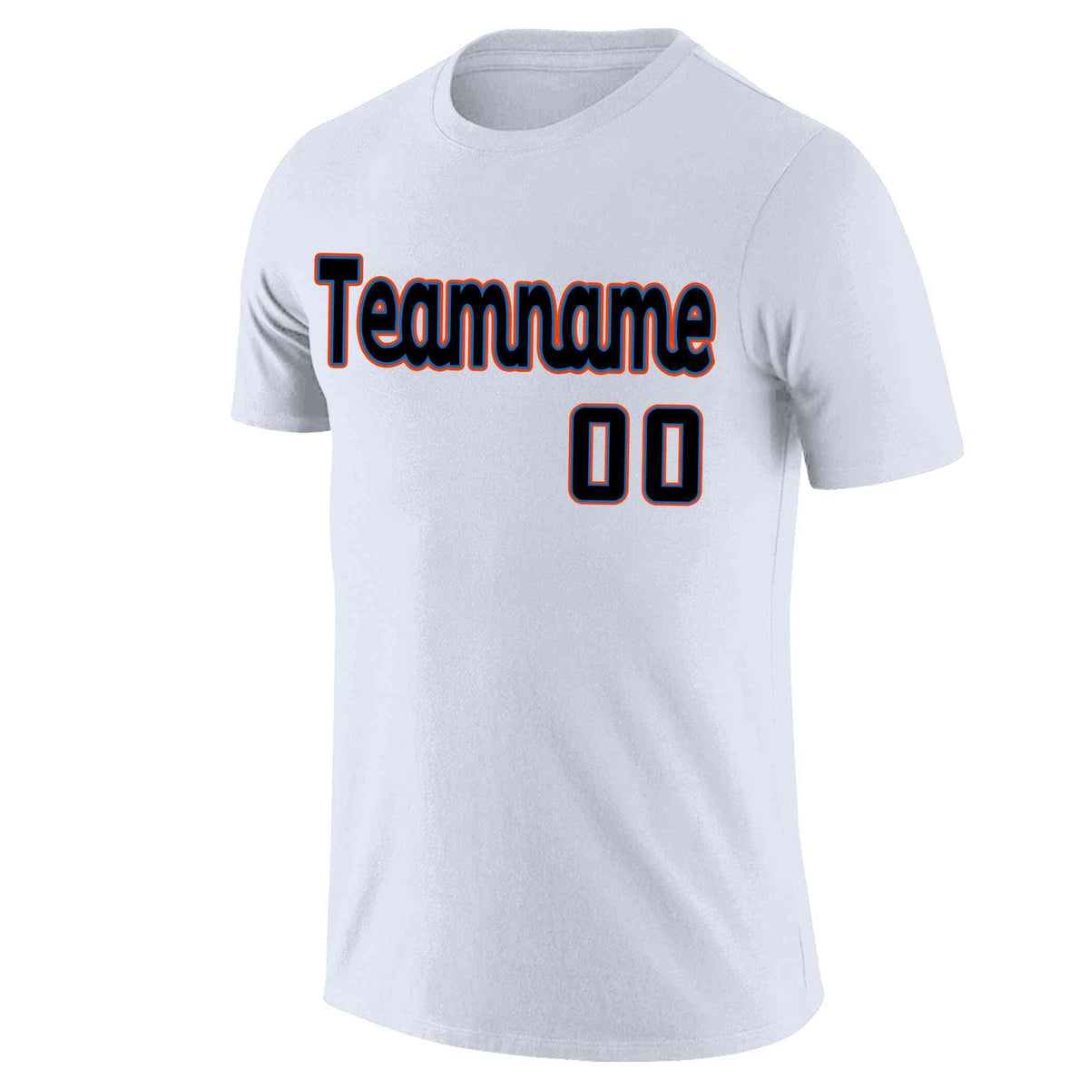 Custom White Black-Powder Blue Classic Style Crew neck T-Shirts Full Sublimated | KXKSHOP