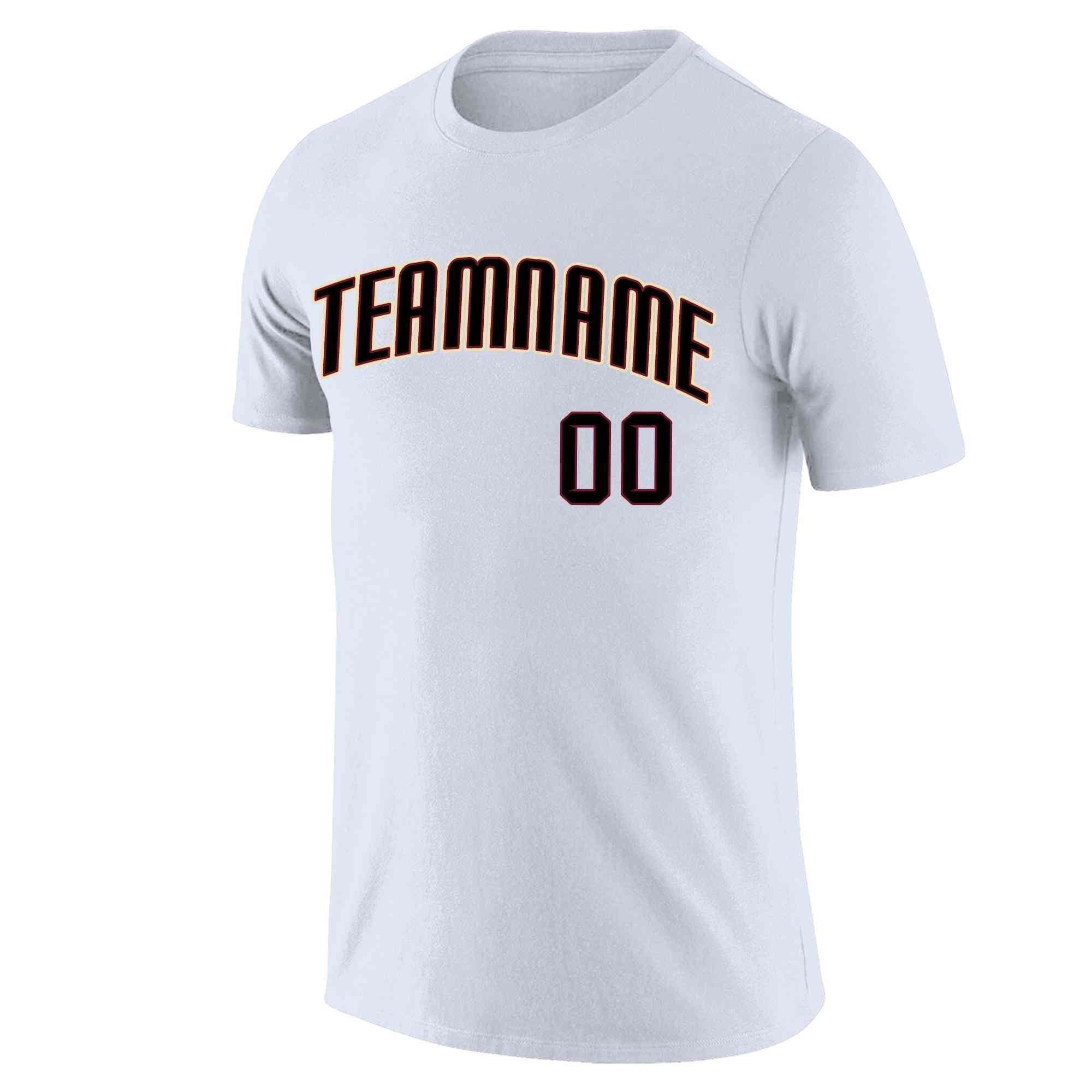 Custom White Black-Red Classic Style Crew neck T-Shirts Full Sublimated | KXKSHOP