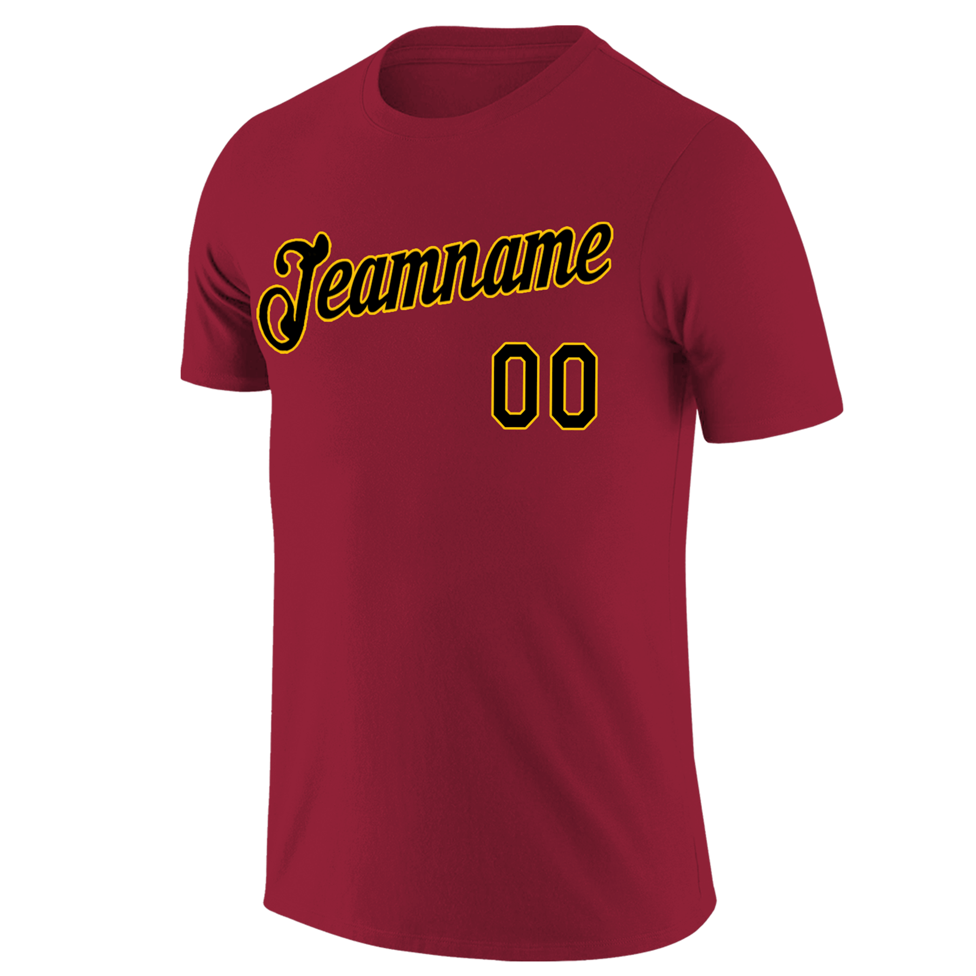 Custom Crimson Black-Yellow Classic Style Crew neck T-Shirts Full Sublimated | KXKSHOP