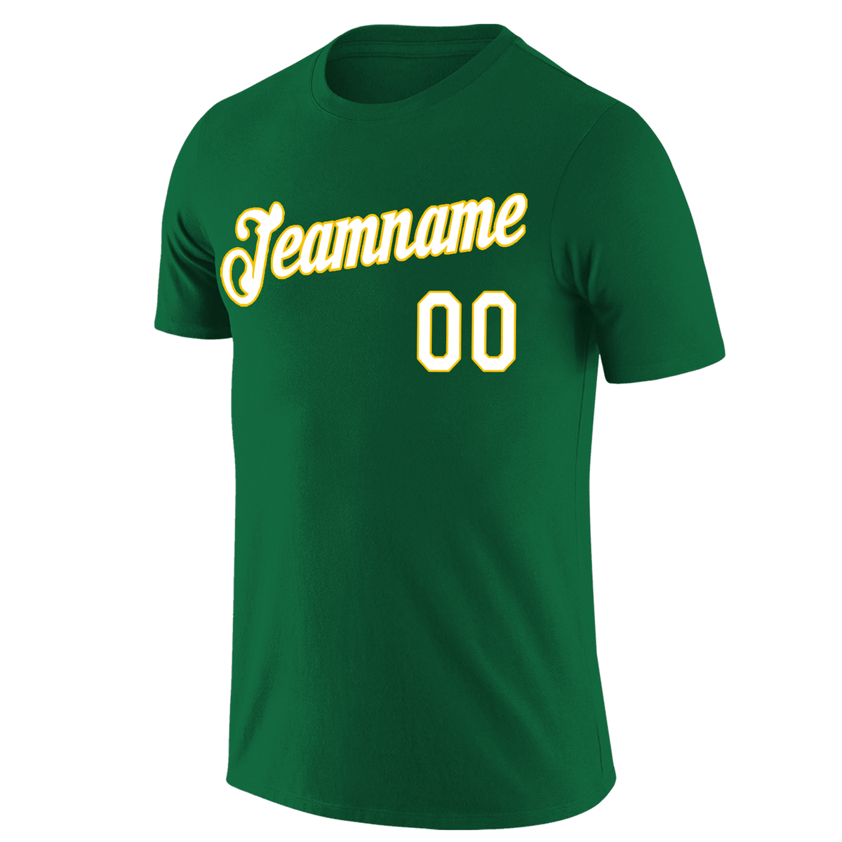Custom Kelly Green White-Yellow Classic Style Crew neck T-Shirts Full Sublimated | KXKSHOP