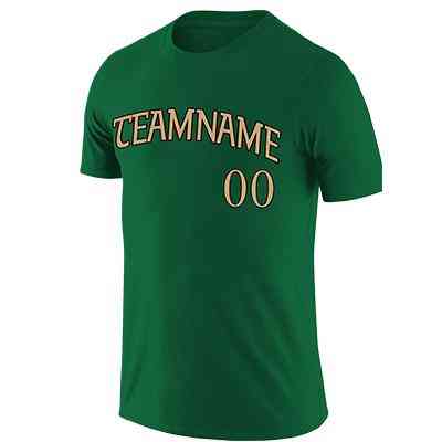Custom Kelly Green Old Gold-Black Classic Style Crew neck T-Shirts Full Sublimated | KXKSHOP