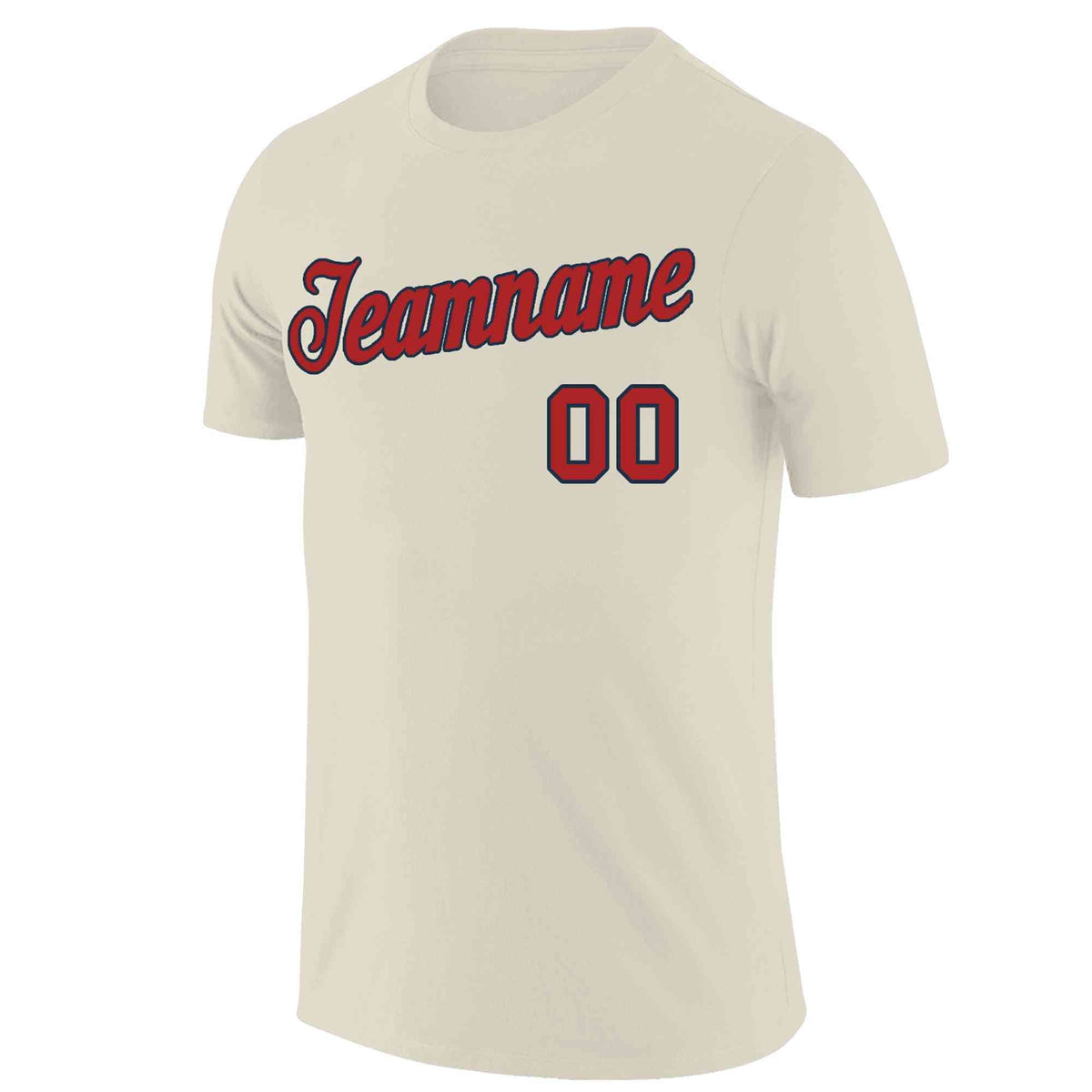 Custom Cream Red-Navy Classic Style Crew neck T-Shirts Full Sublimated | KXKSHOP