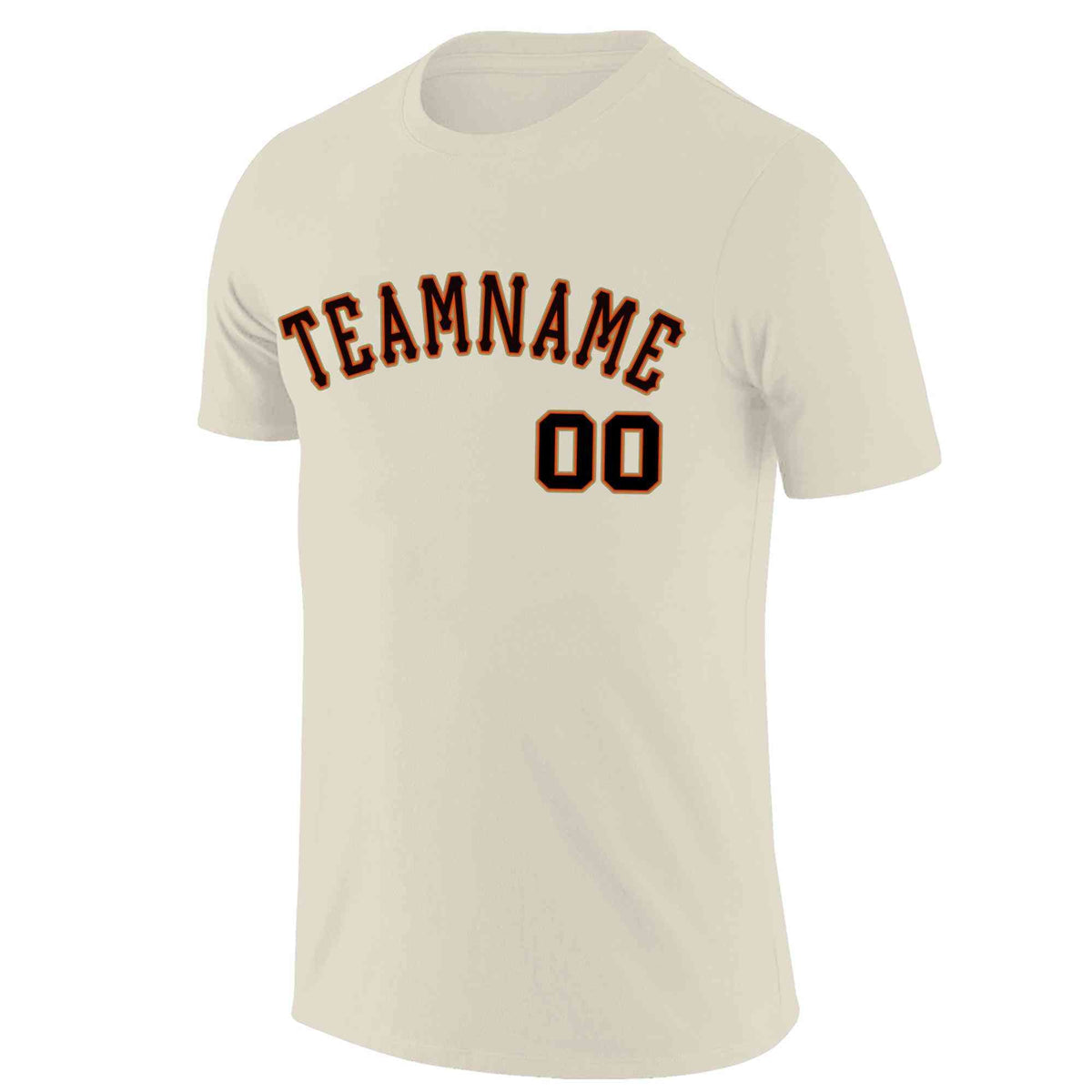 Custom Cream Black-Orange Classic Style Crew neck T-Shirts Full Sublimated | KXKSHOP