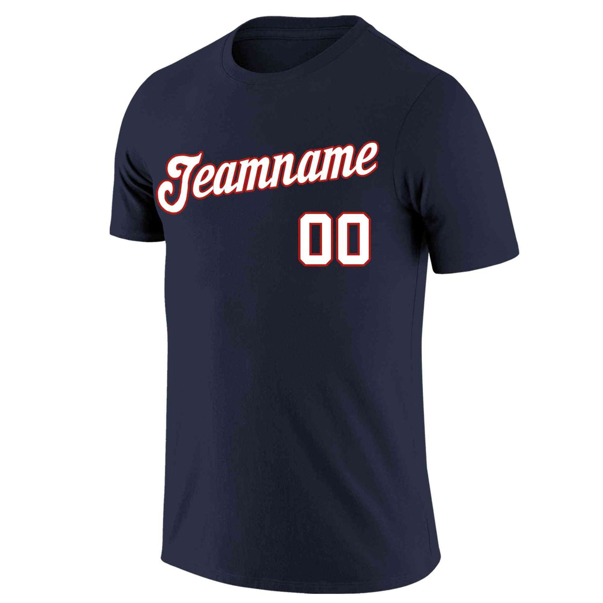 Custom Navy White-Red Classic Style Crew neck T-Shirts Full Sublimated | KXKSHOP