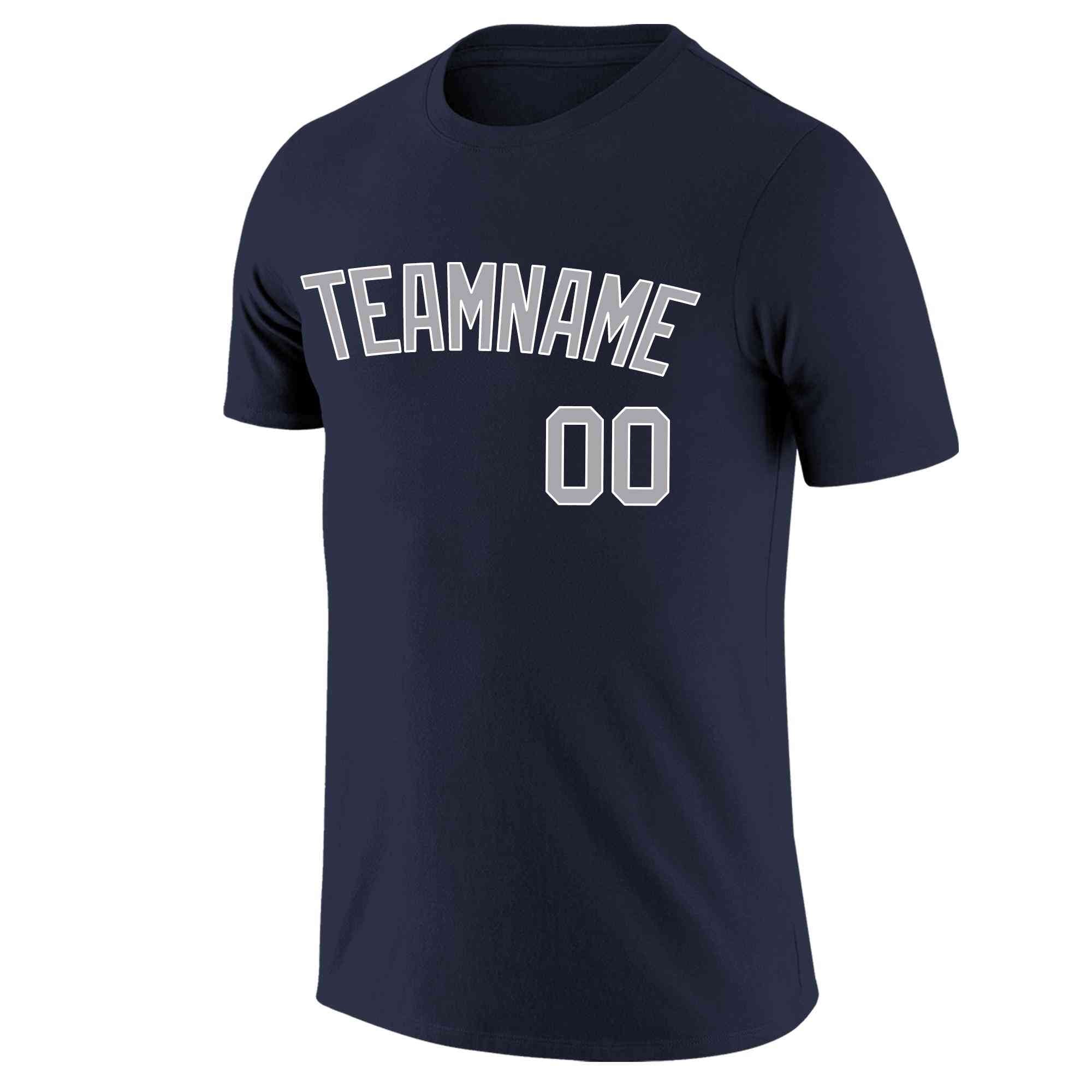 Custom Navy Gray-White Classic Style Crew neck T-Shirts Full Sublimated | KXKSHOP