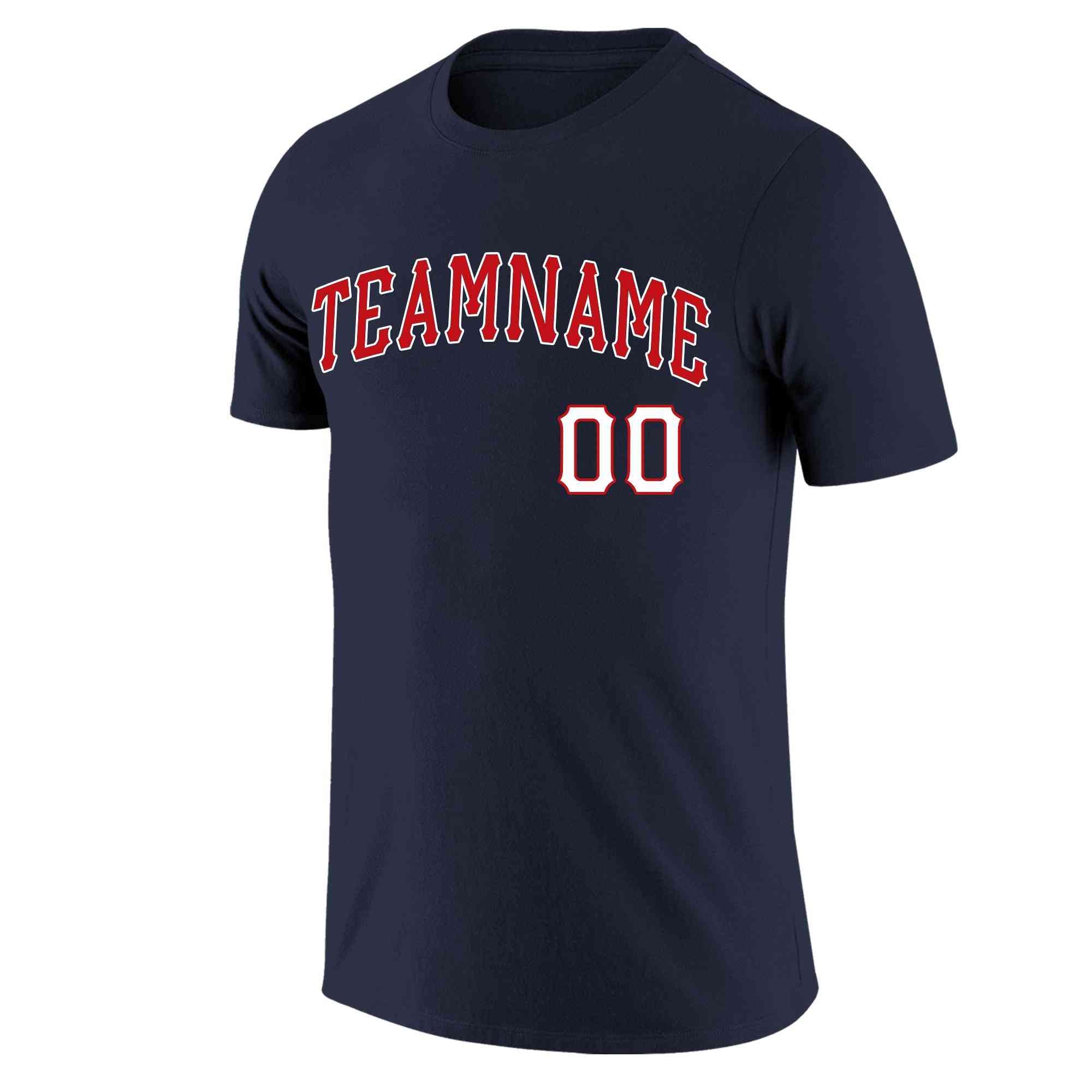 Custom Navy Red-White Classic Style Crew neck T-Shirts Full Sublimated | KXKSHOP