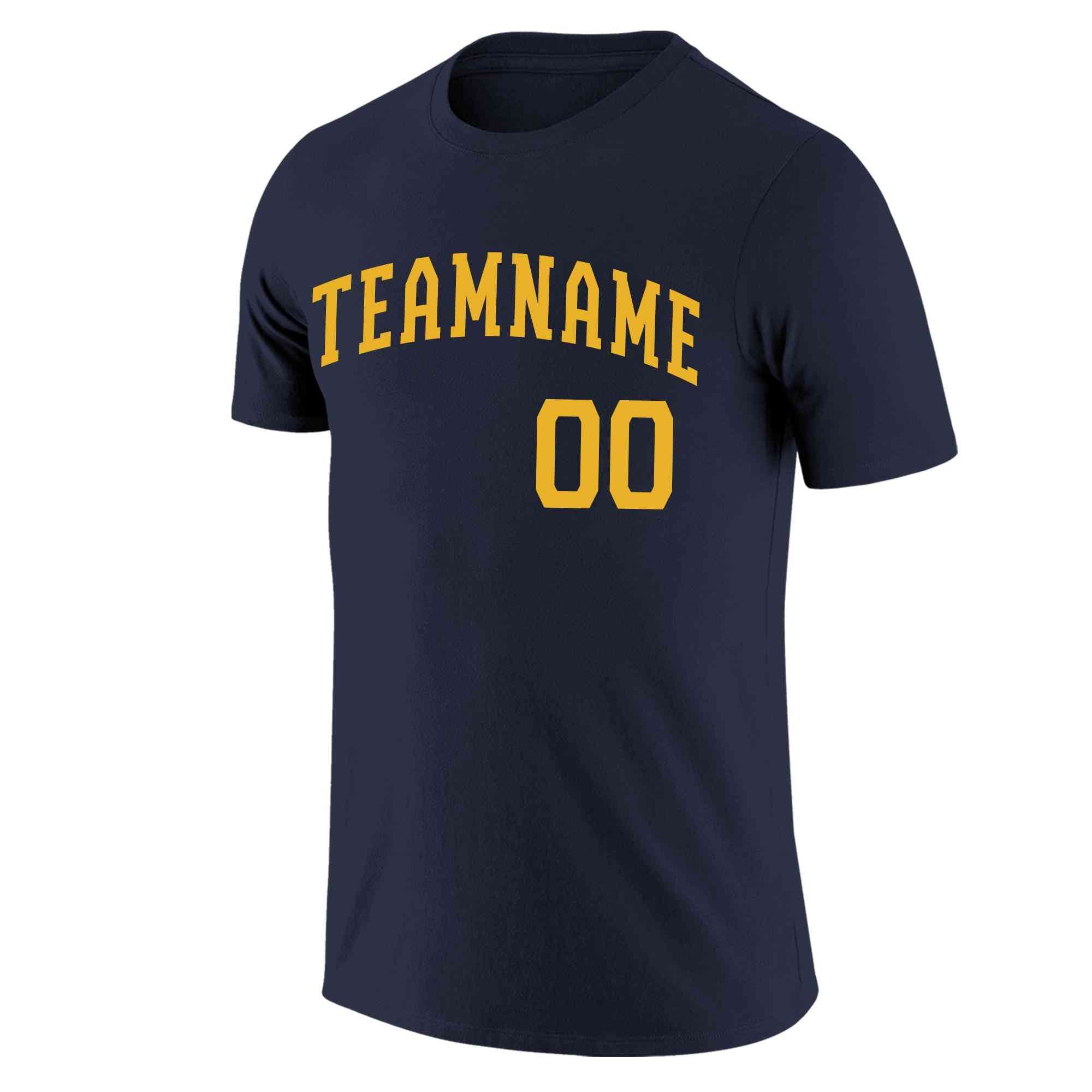 Custom Navy Yellow Classic Style Crew neck T-Shirts Full Sublimated | KXKSHOP