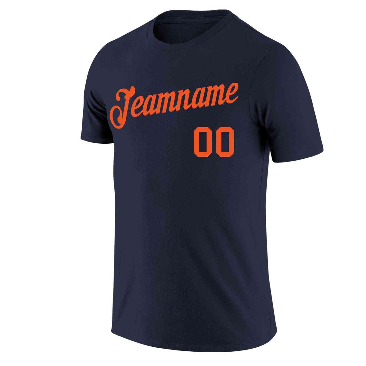 Custom Navy Orange Classic Style Crew neck T-Shirts Full Sublimated | KXKSHOP