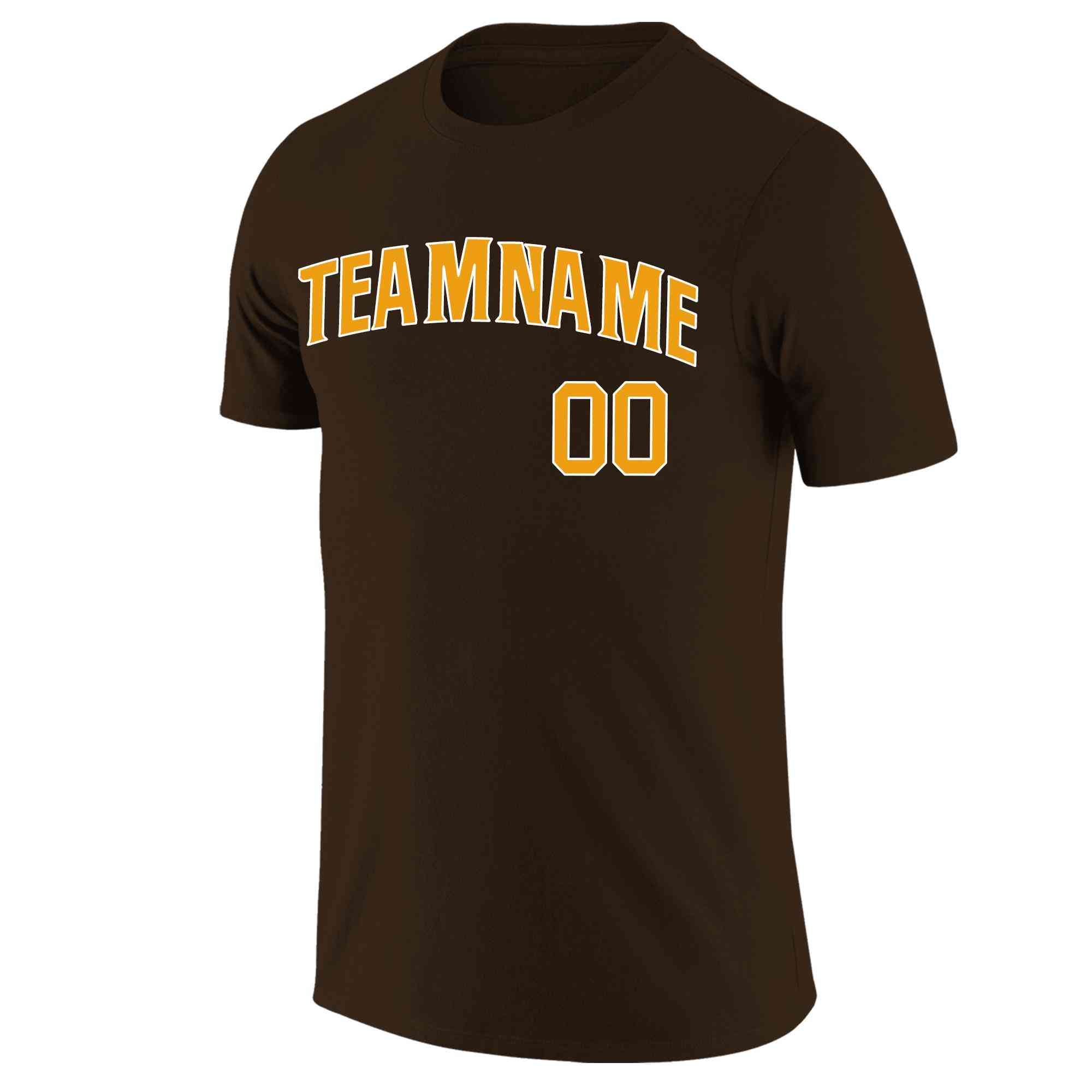 Custom Brown Yellow-White Classic Style Crew neck T-Shirts Full Sublimated | KXKSHOP
