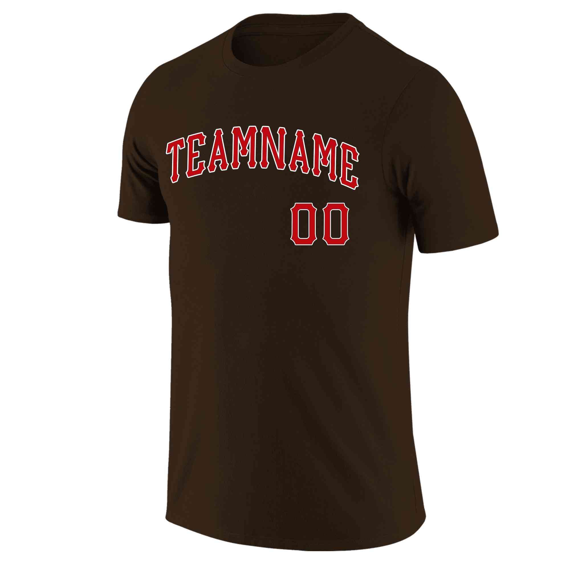 Custom Brown Red-White Classic Style Crew neck T-Shirts Full Sublimated | KXKSHOP