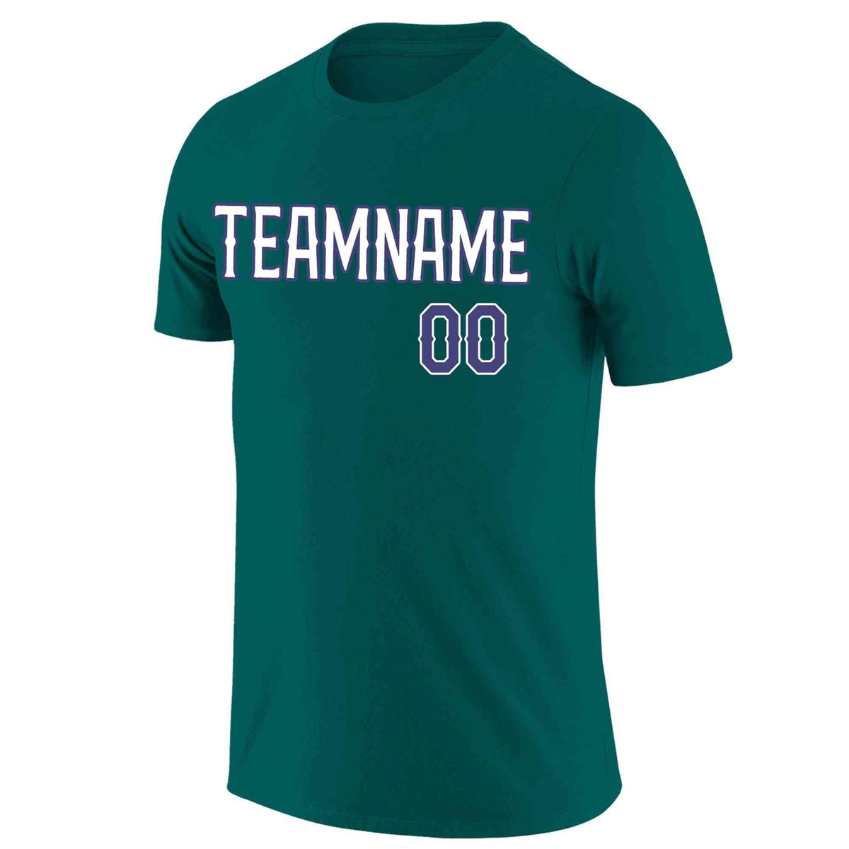 Custom Aqua White-Purple Classic Style Crew neck T-Shirts Full Sublimated | KXKSHOP