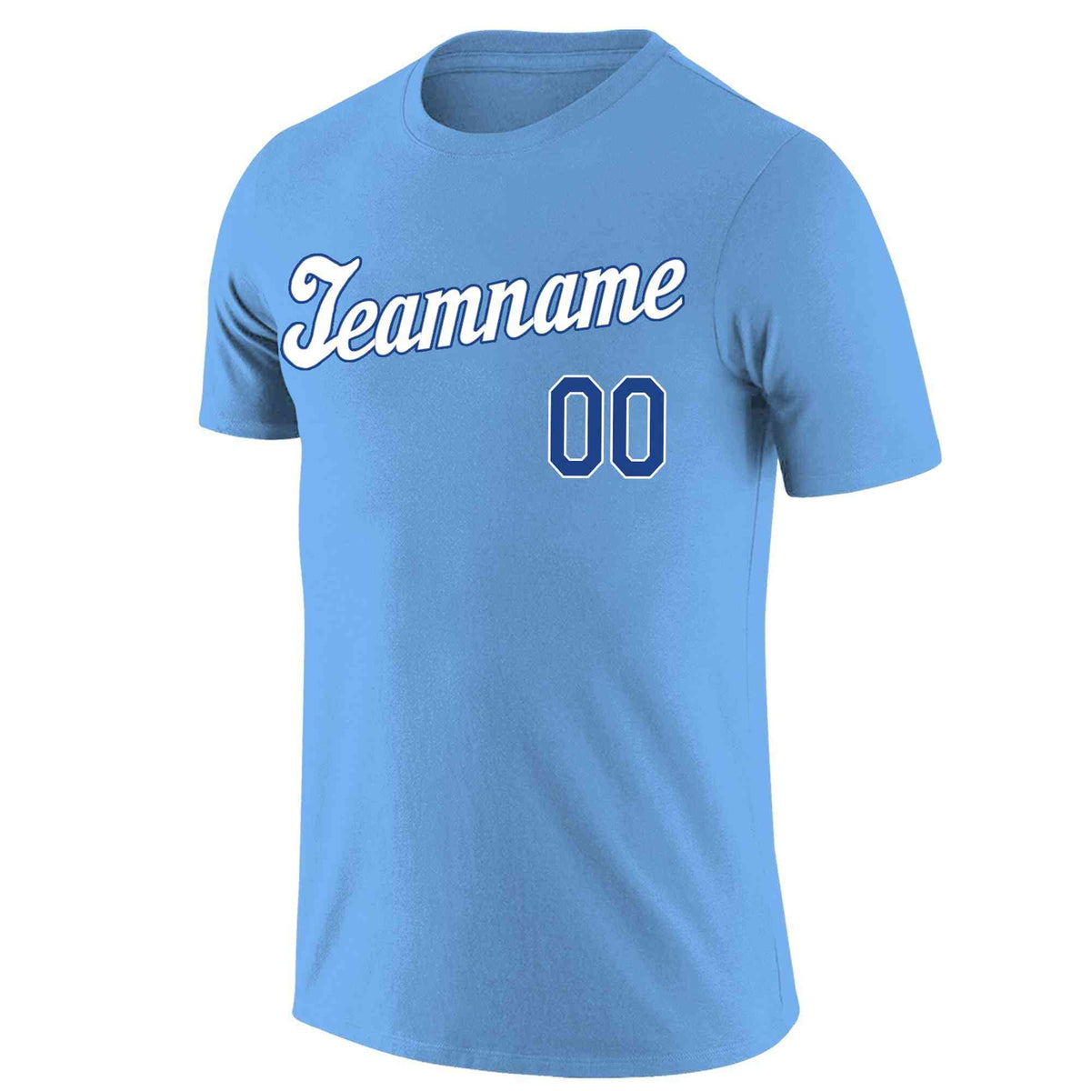 Custom Light Blue White-Royal Classic Style Crew neck T-Shirts Full Sublimated | KXKSHOP