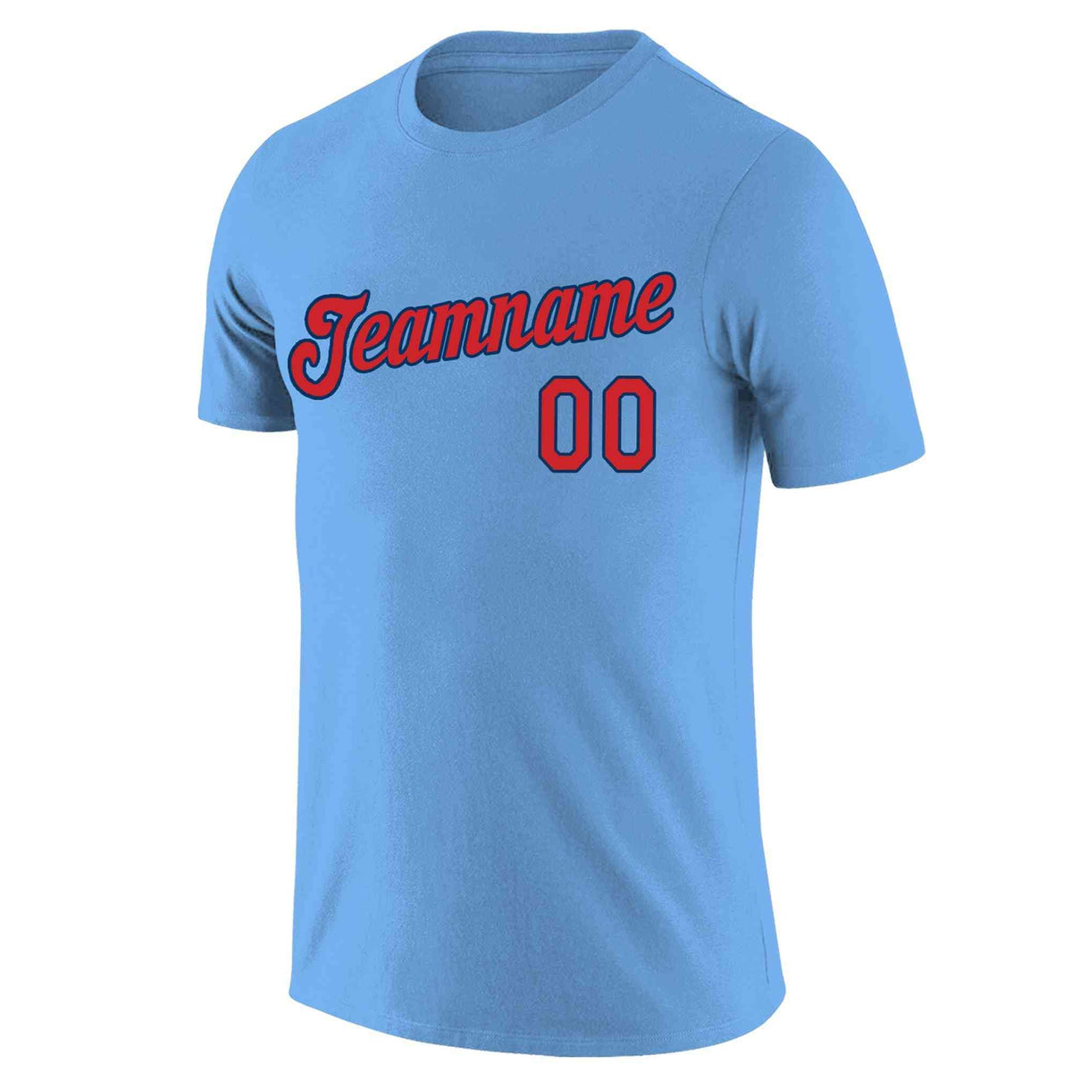 Custom Light Blue Red-Navy Classic Style Crew neck T-Shirts Full Sublimated | KXKSHOP