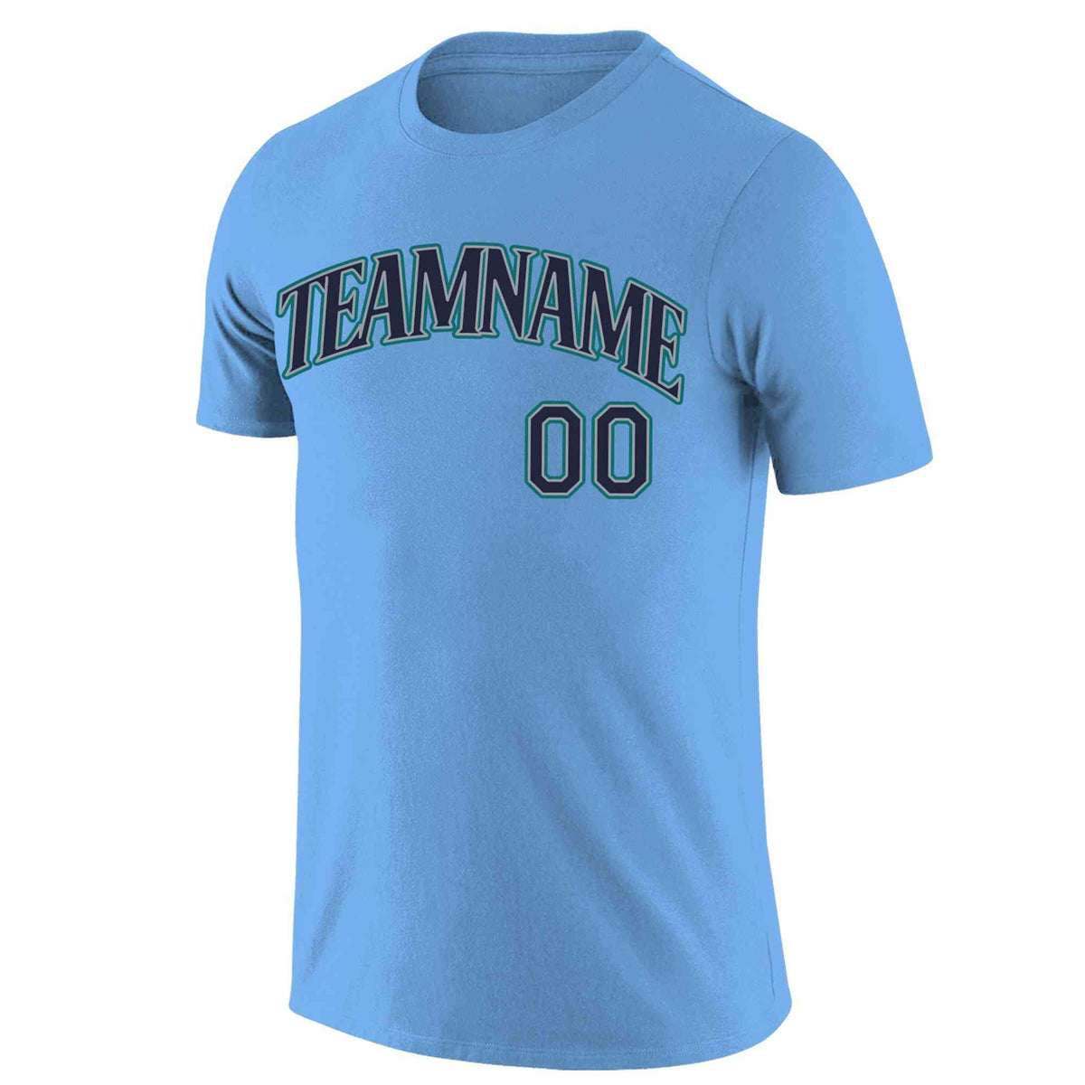 Custom Light Blue Navy-Aqua Classic Style Crew neck T-Shirts Full Sublimated | KXKSHOP