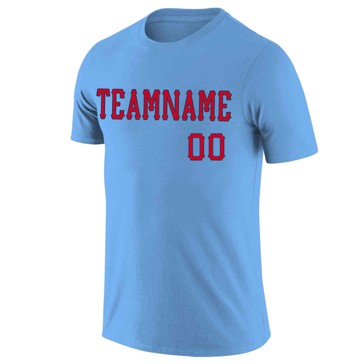 Custom Light Blue Red-Navy Classic Style Crew neck T-Shirts Full Sublimated | KXKSHOP