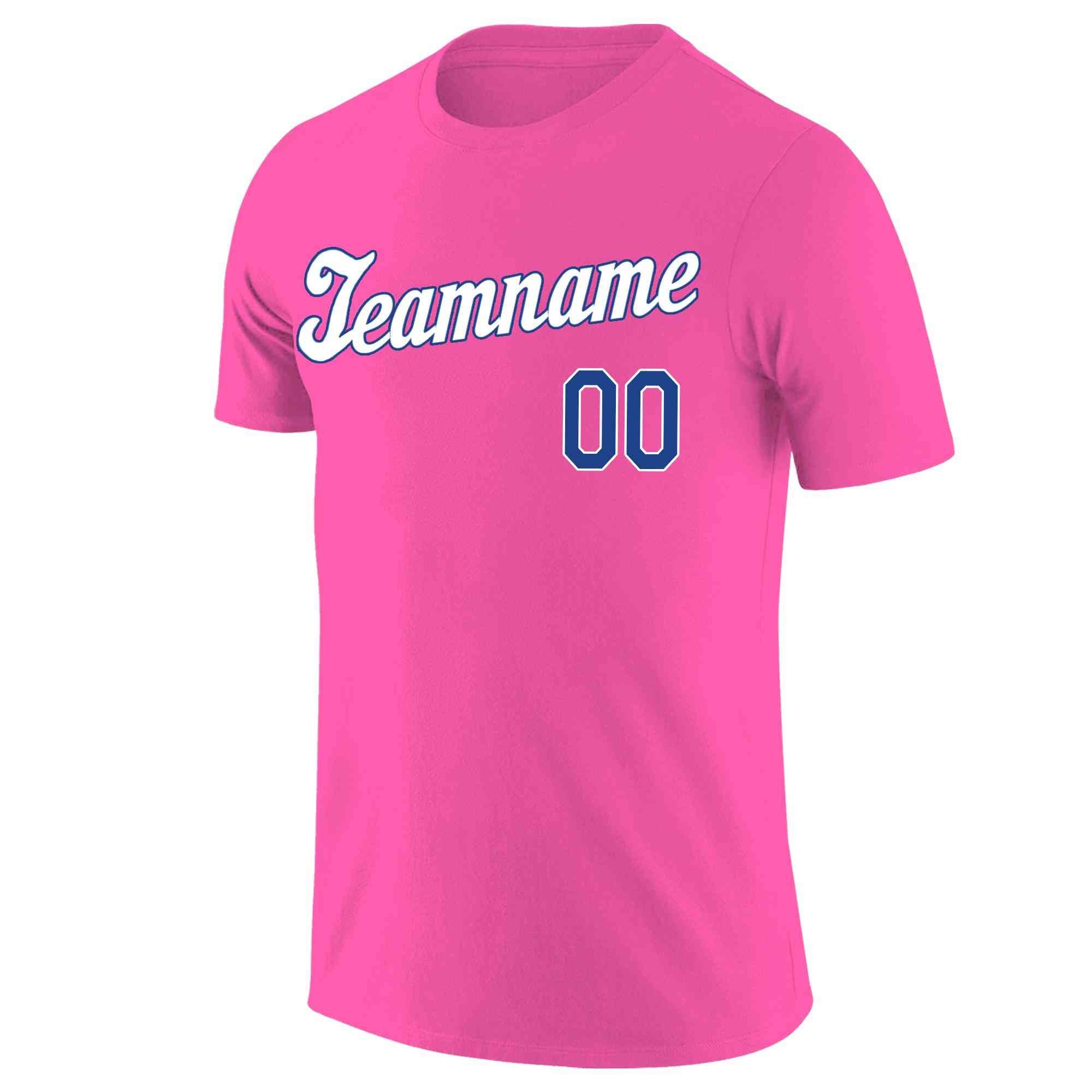 Custom Pink White-Royal Classic Style Crew neck T-Shirts Full Sublimated | KXKSHOP