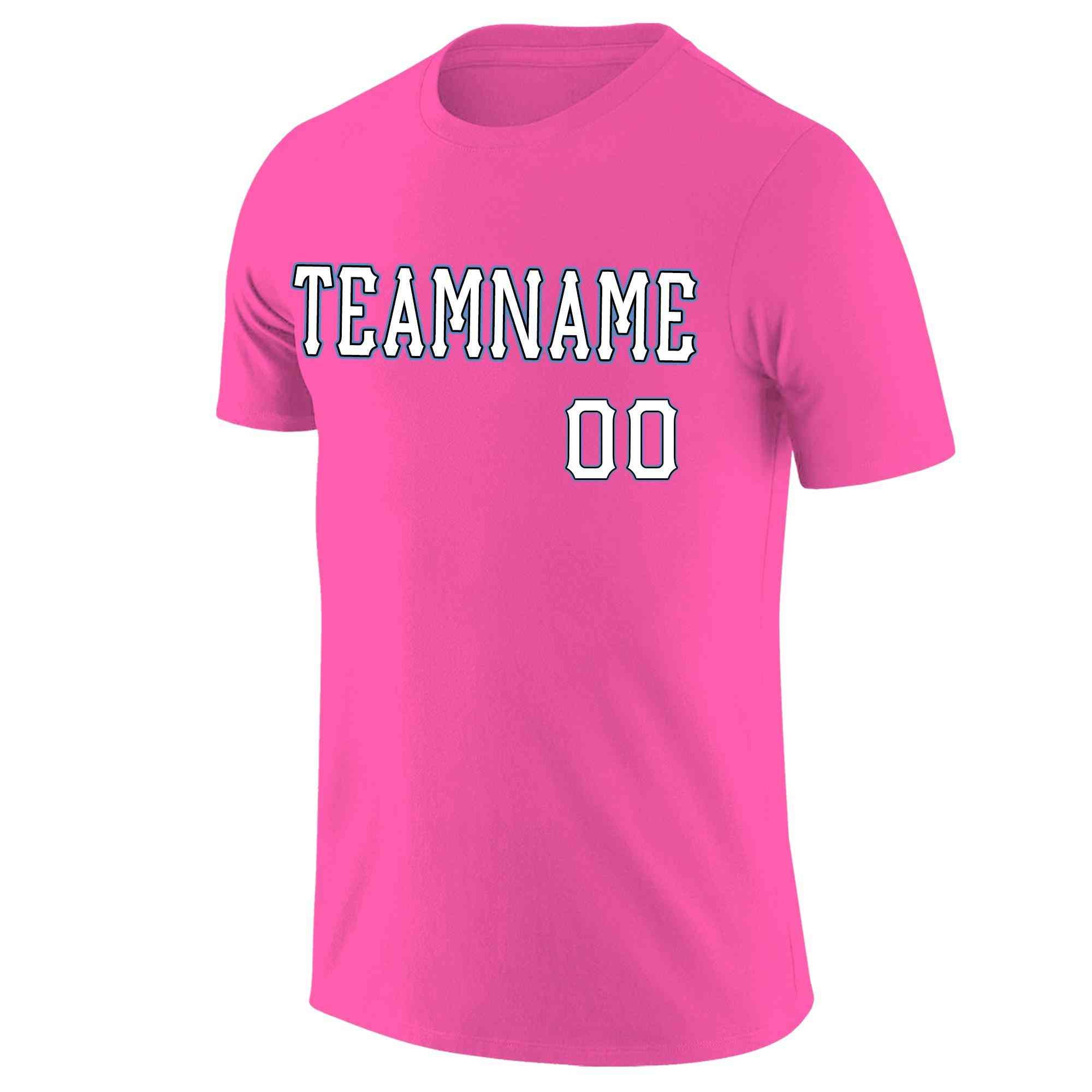 Custom Pink White-Black Classic Style Crew neck T-Shirts Full Sublimated | KXKSHOP
