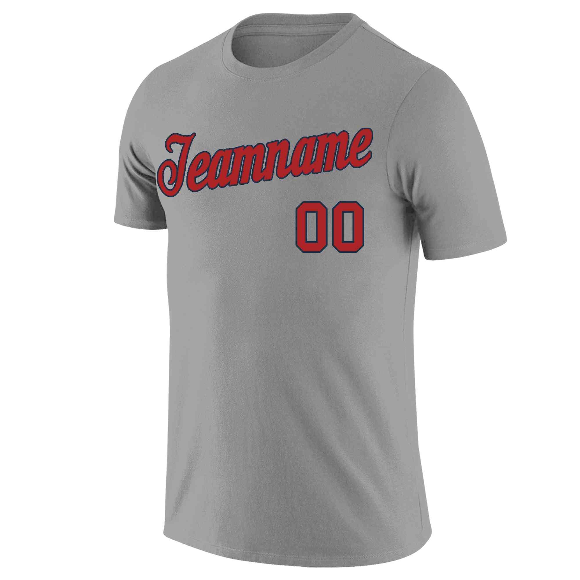 Custom Gray Red-Navy Classic Style Crew neck T-Shirts Full Sublimated | KXKSHOP