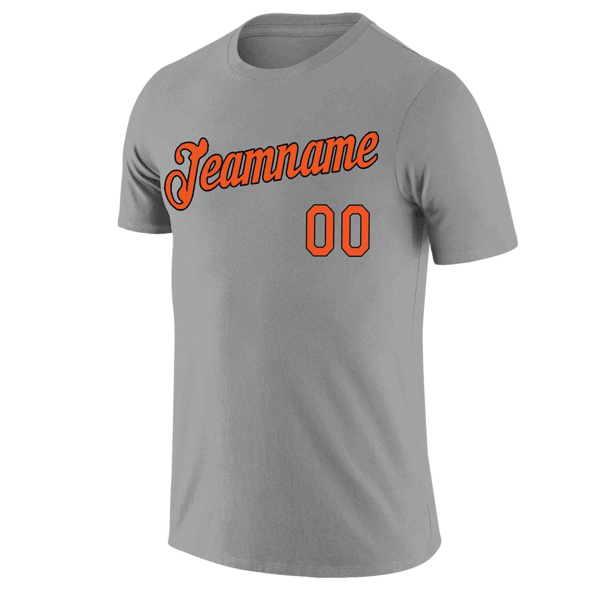 Custom Gray Orange-Black Classic Style Crew neck T-Shirts Full Sublimated | KXKSHOP