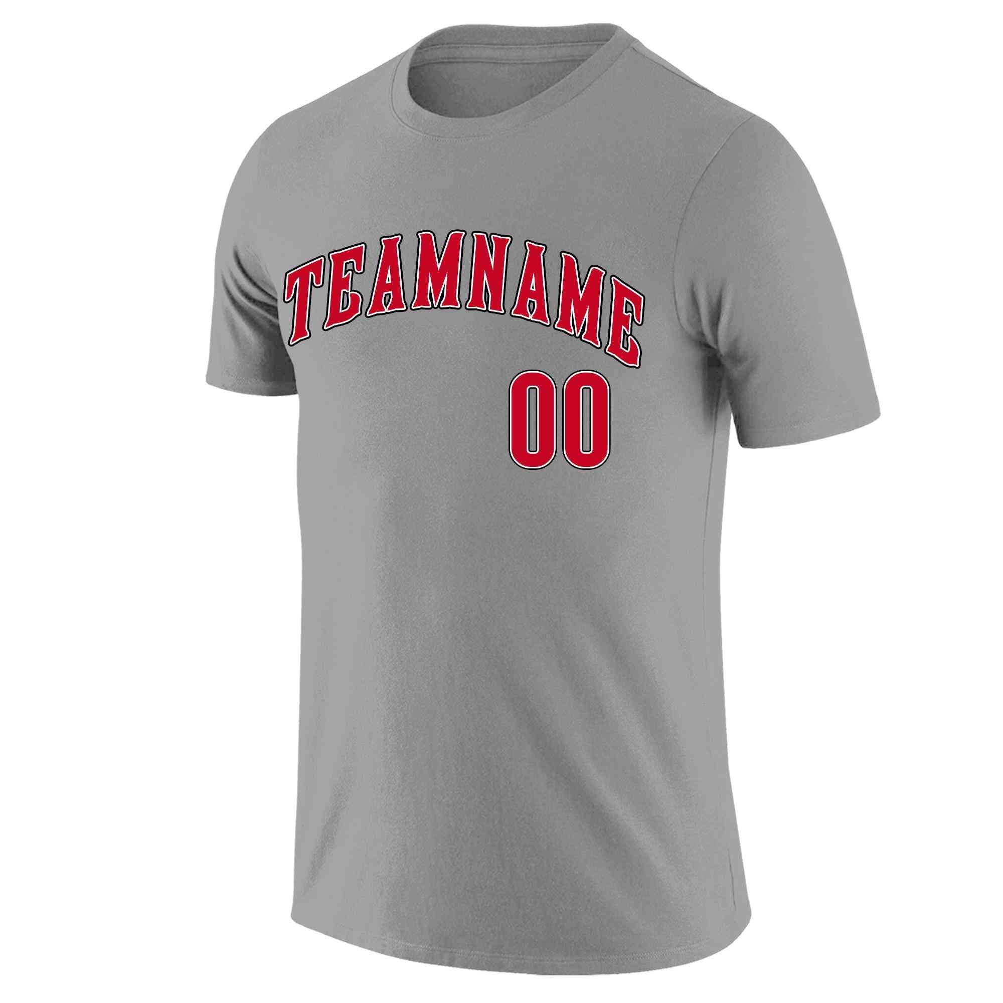 Custom Gray Red-Black Classic Style Crew neck T-Shirts Full Sublimated | KXKSHOP