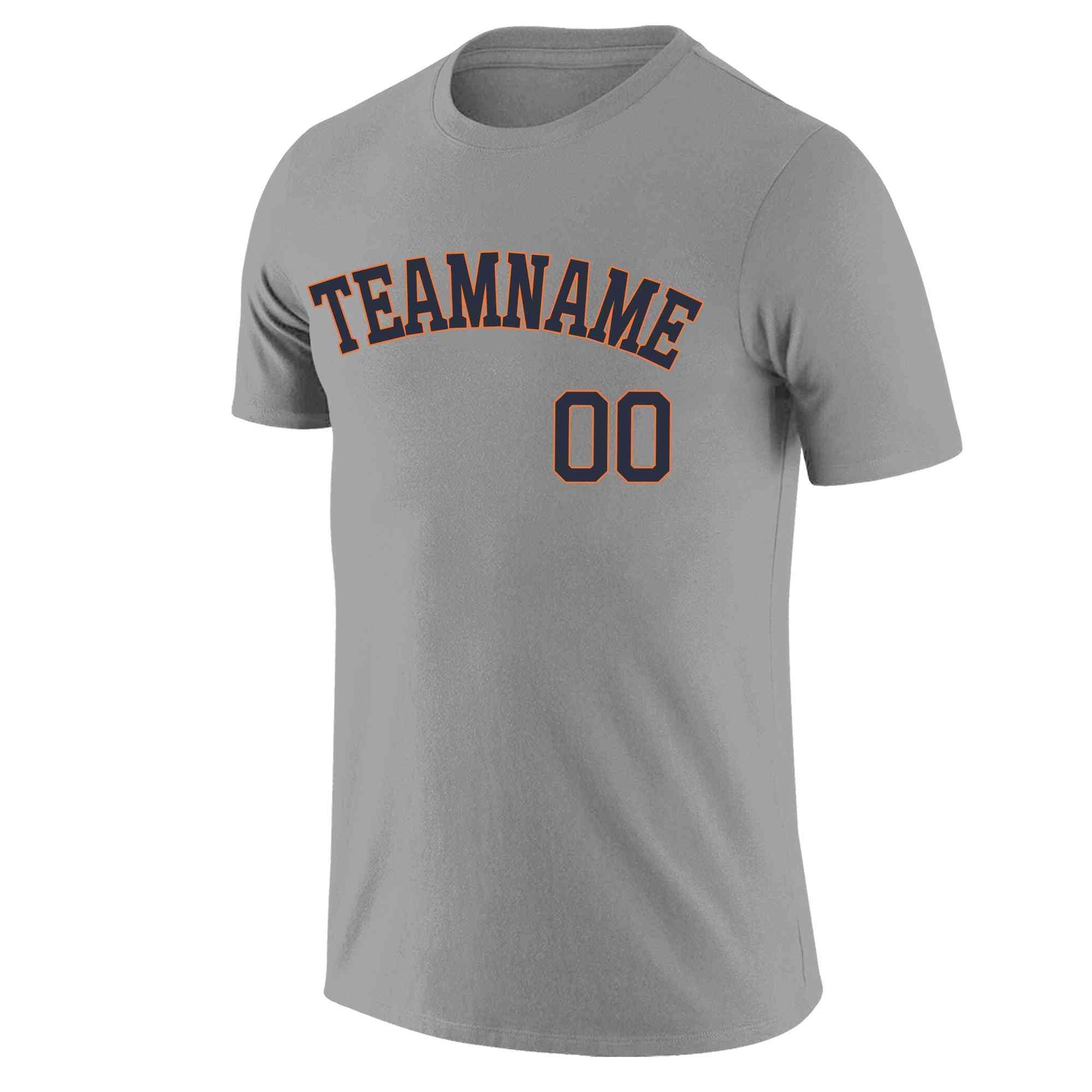 Custom Gray Navy-Orange Classic Style Crew neck T-Shirts Full Sublimated | KXKSHOP