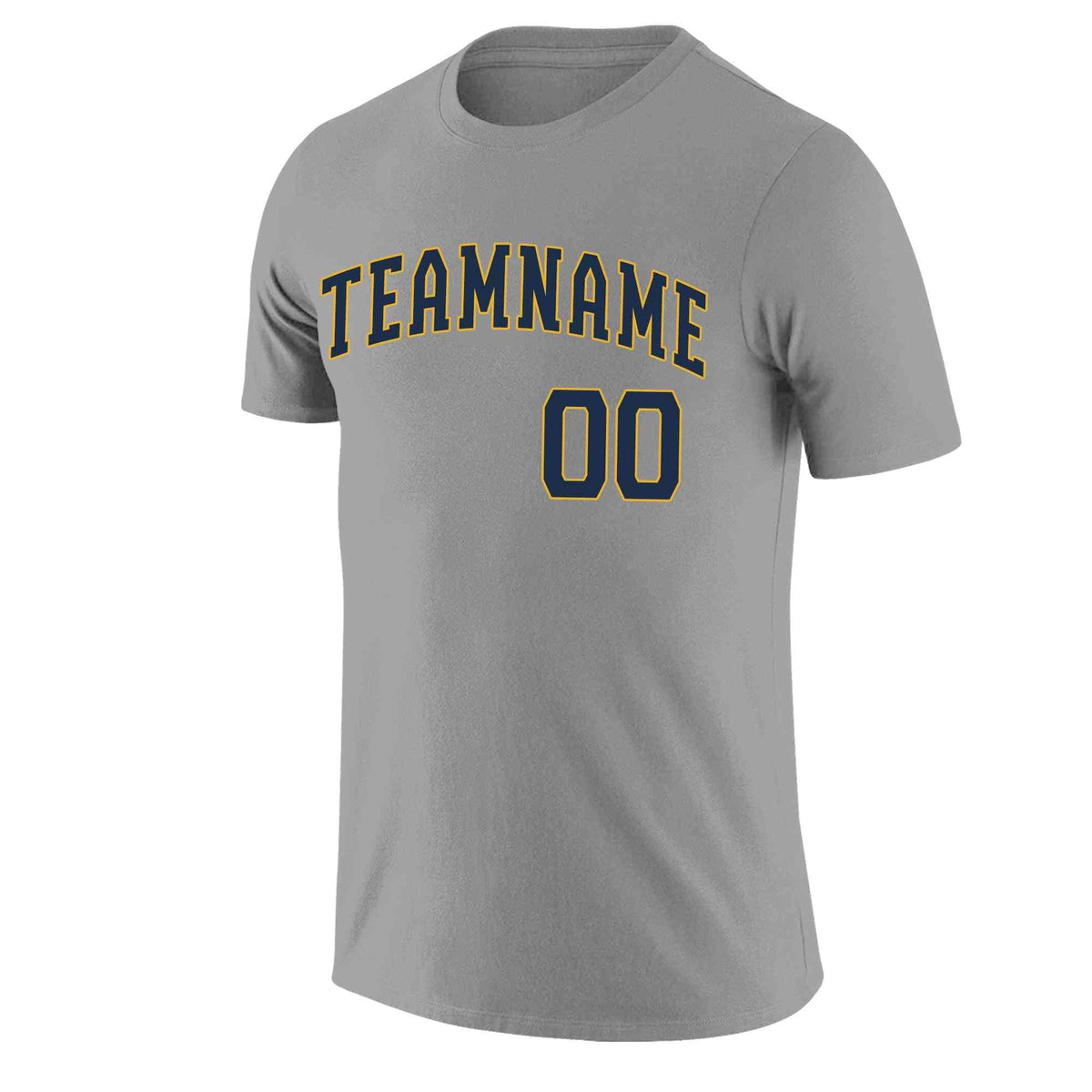 Custom Gray Navy-Yellow Classic Style Crew neck T-Shirts Full Sublimated | KXKSHOP