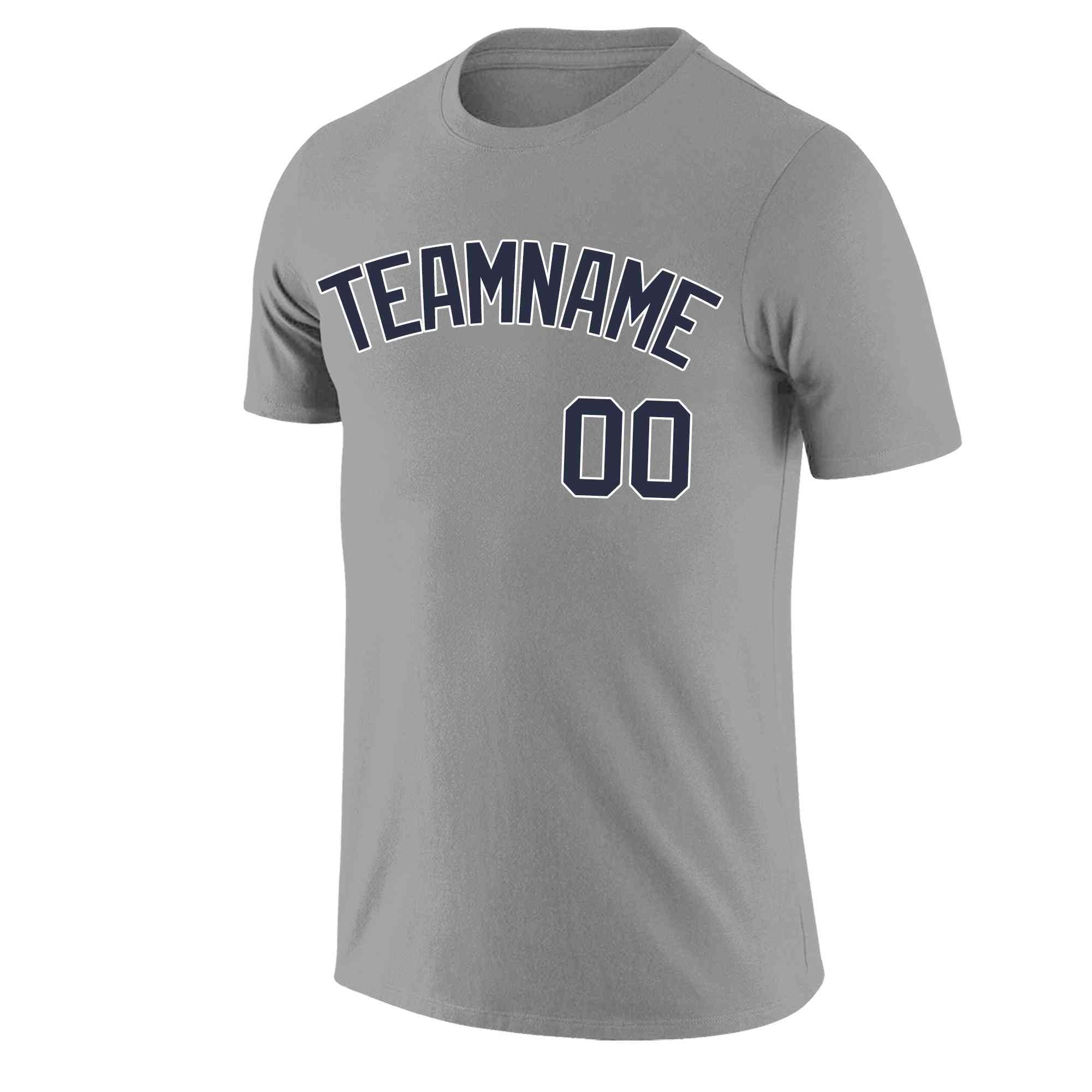 Custom Gray Navy-White Classic Style Crew neck T-Shirts Full Sublimated | KXKSHOP