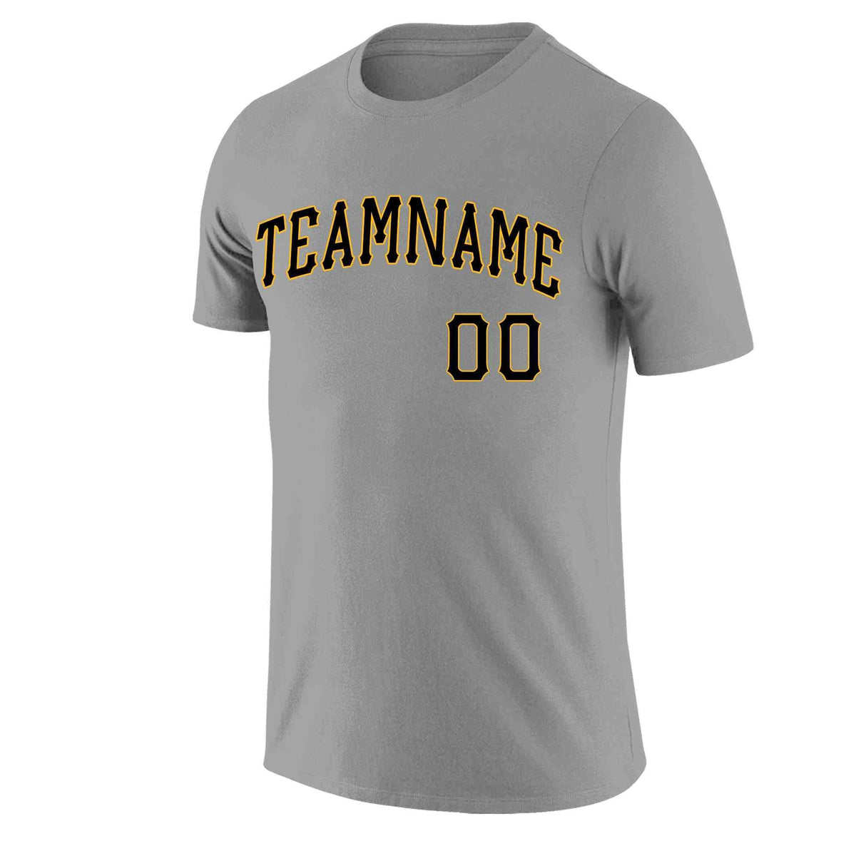 Custom Gray Black-Yellow Classic Style Crew neck T-Shirts Full Sublimated | KXKSHOP