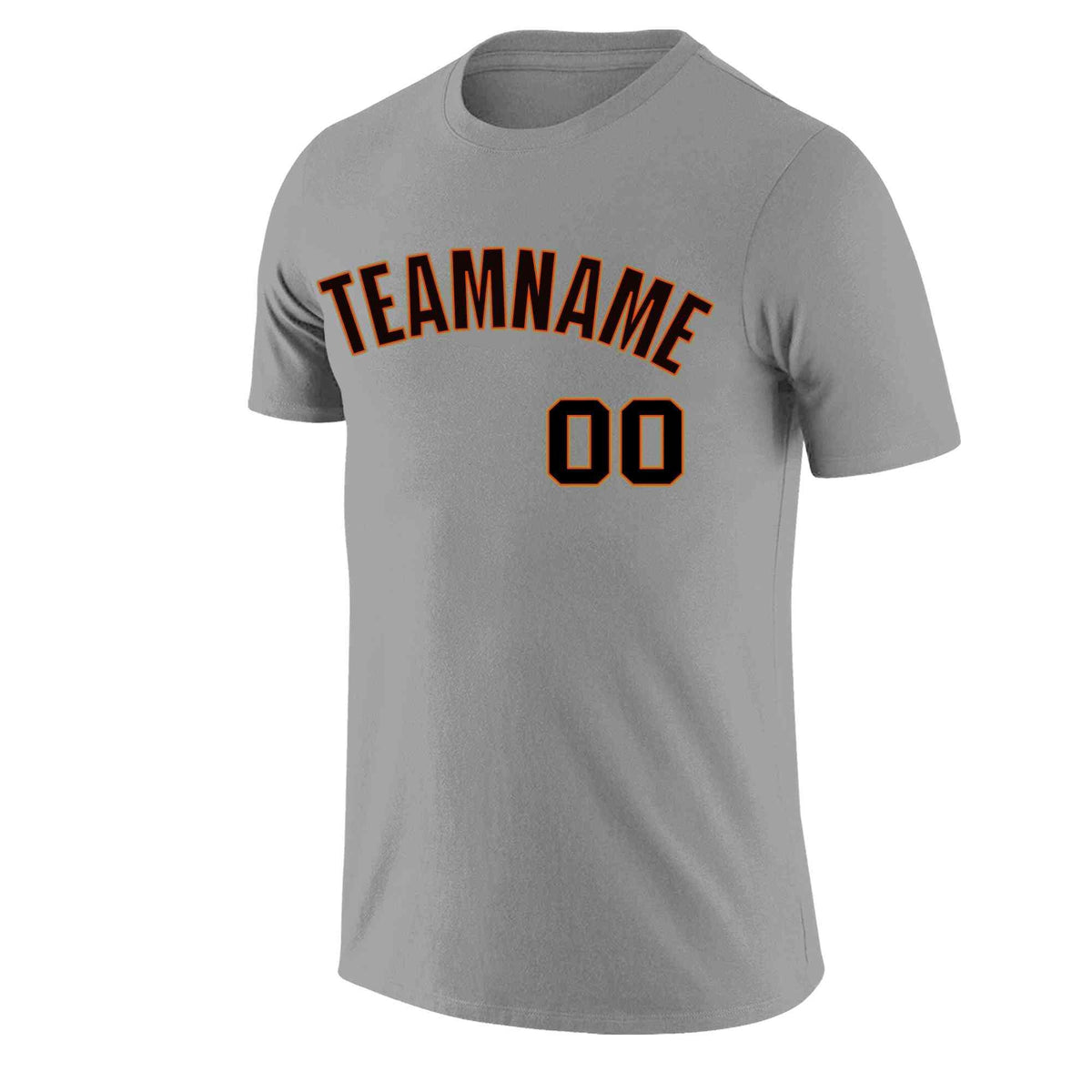 Custom Gray Black-Orange Classic Style Crew neck T-Shirts Full Sublimated | KXKSHOP