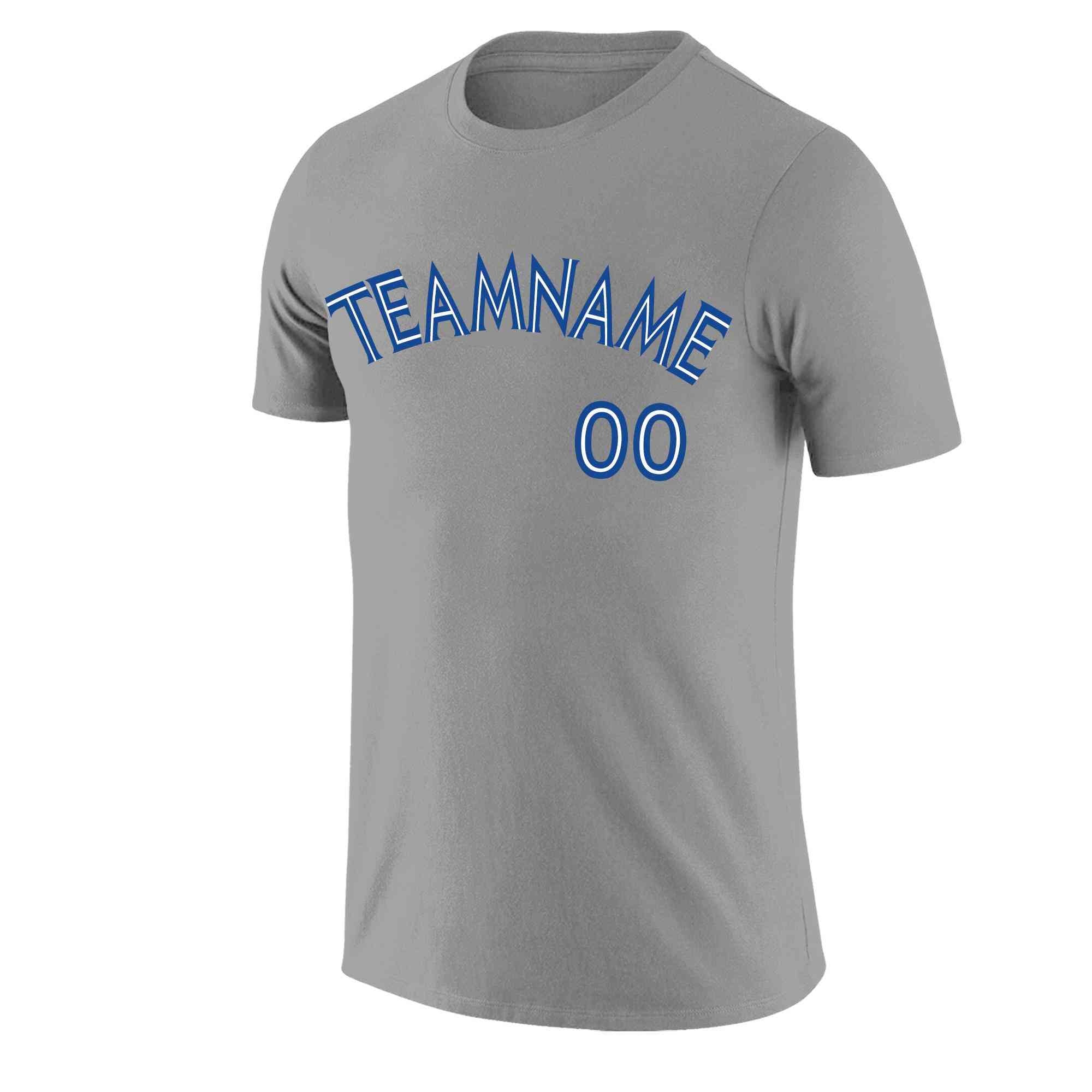 Custom Gray White-Royal Classic Style Crew neck T-Shirts Full Sublimated | KXKSHOP