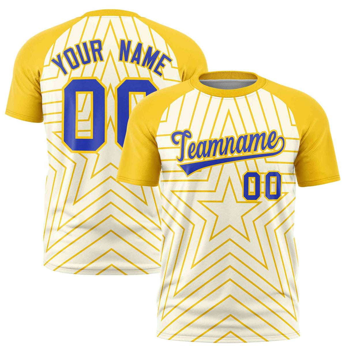 Custom Cream Gold Personalized Star Pattern Raglan Sleeves Performance T-Shirt | KXKSHOP
