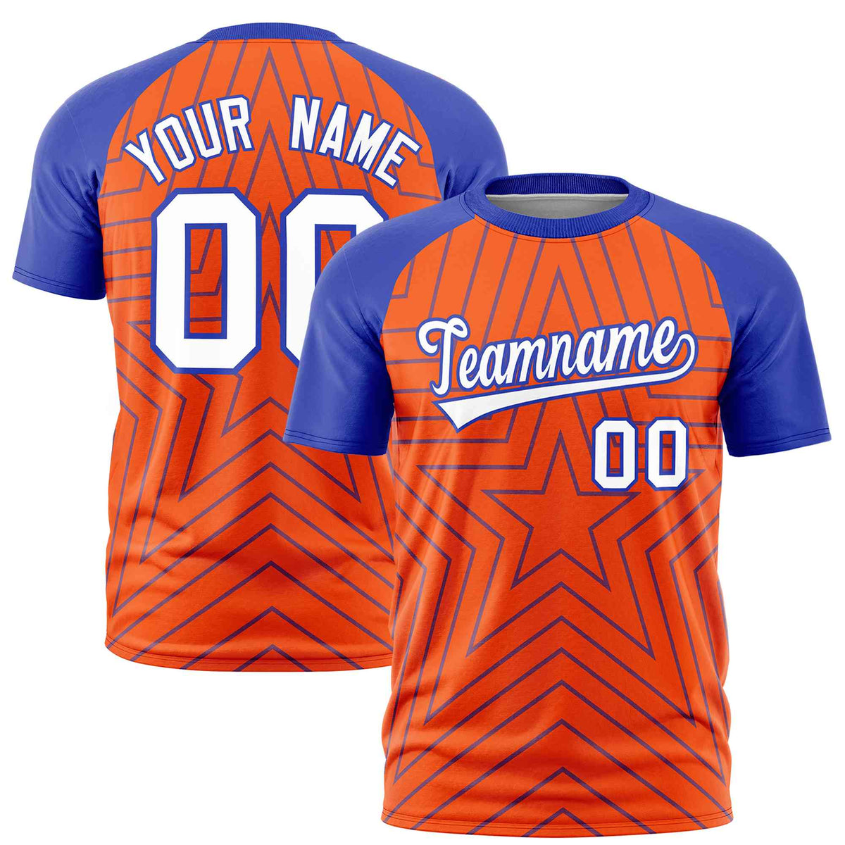 Custom Orange Royal Personalized Star Pattern Raglan Sleeves Performance T-Shirt | KXKSHOP