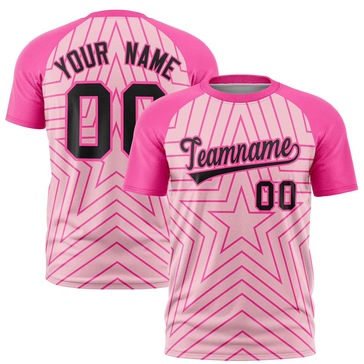 Custom Light Pink Pink Personalized Star Pattern Raglan Sleeves Performance T-Shirt | KXKSHOP