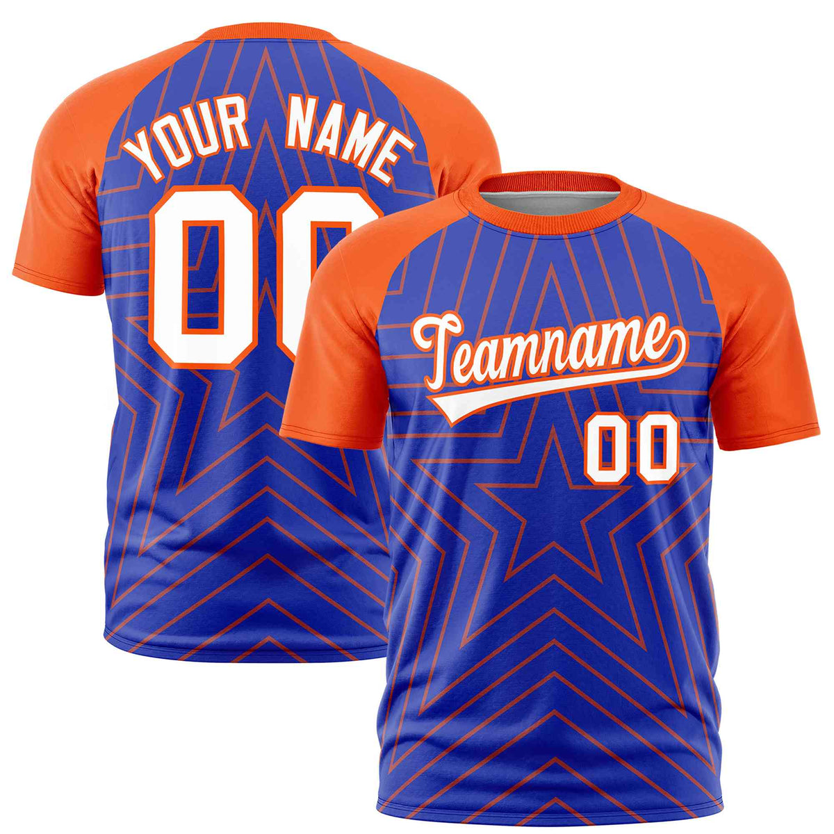 Custom Royal Orange Personalized Star Pattern Raglan Sleeves Performance T-Shirt | KXKSHOP