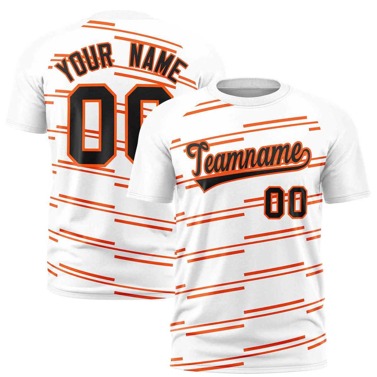 Custom White Orange Personalized Slanting Line Graffiti Pattern Performance T-Shirt | KXKSHOP