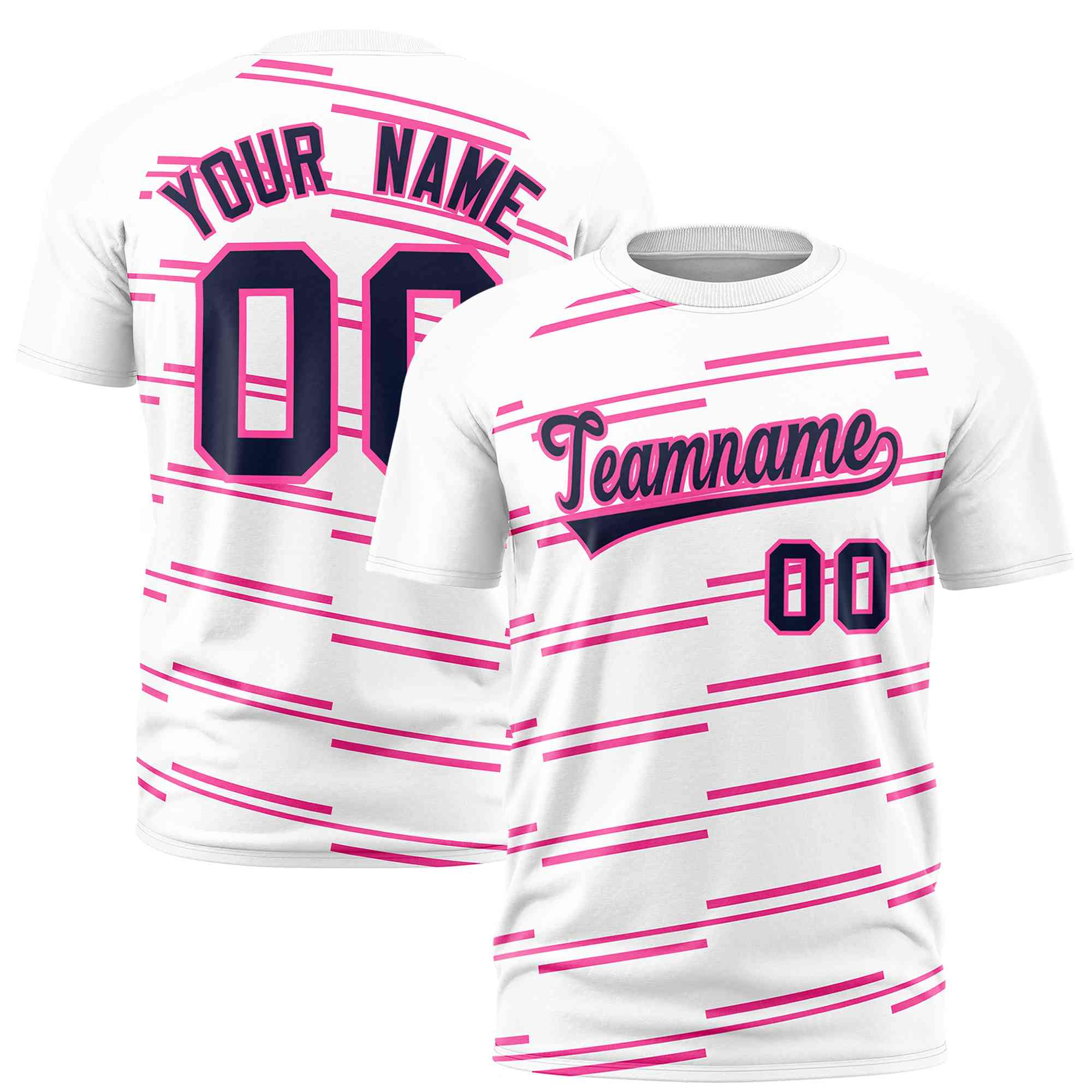 Custom White Pink Personalized Slanting Line Graffiti Pattern Performance T-Shirt | KXKSHOP