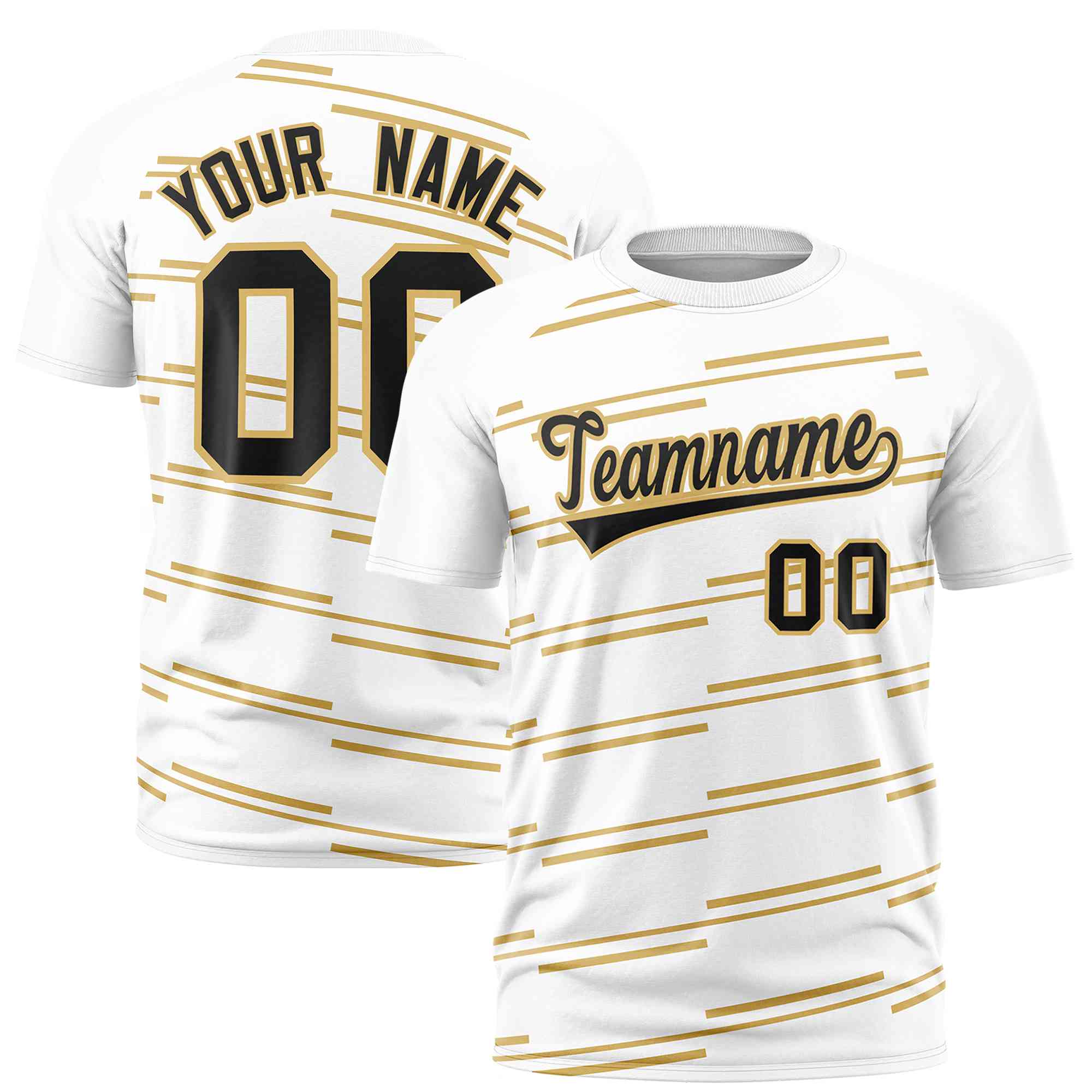 Custom White Old Gold Personalized Slanting Line Graffiti Pattern Performance T-Shirt | KXKSHOP