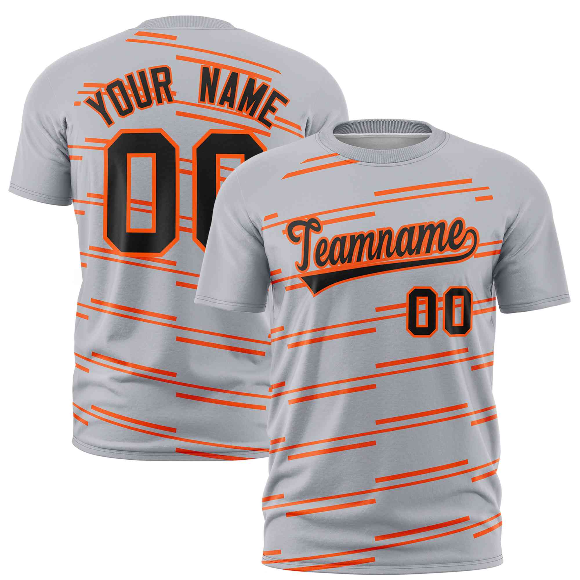 Custom Gray Orange Personalized Slanting Line Graffiti Pattern Performance T-Shirt | KXKSHOP