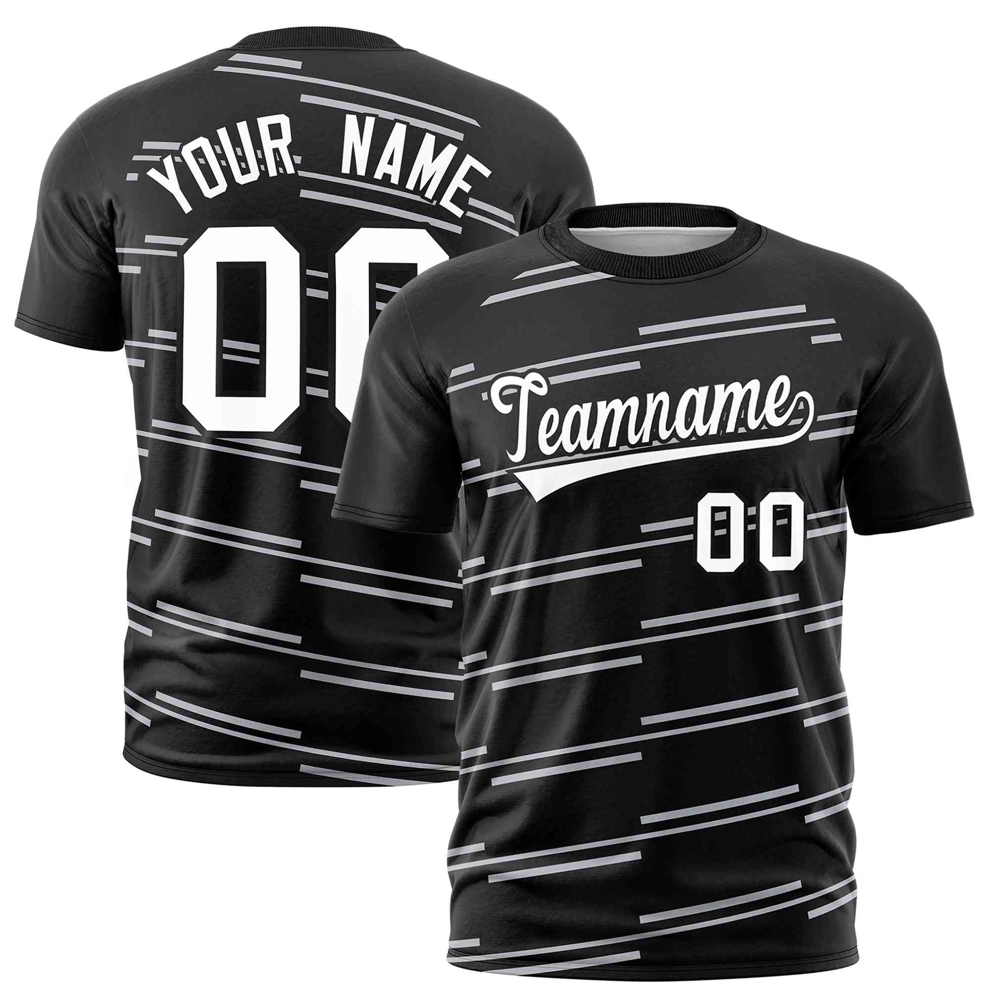 Custom Black Gray Personalized Slanting Line Graffiti Pattern Performance T-Shirt | KXKSHOP