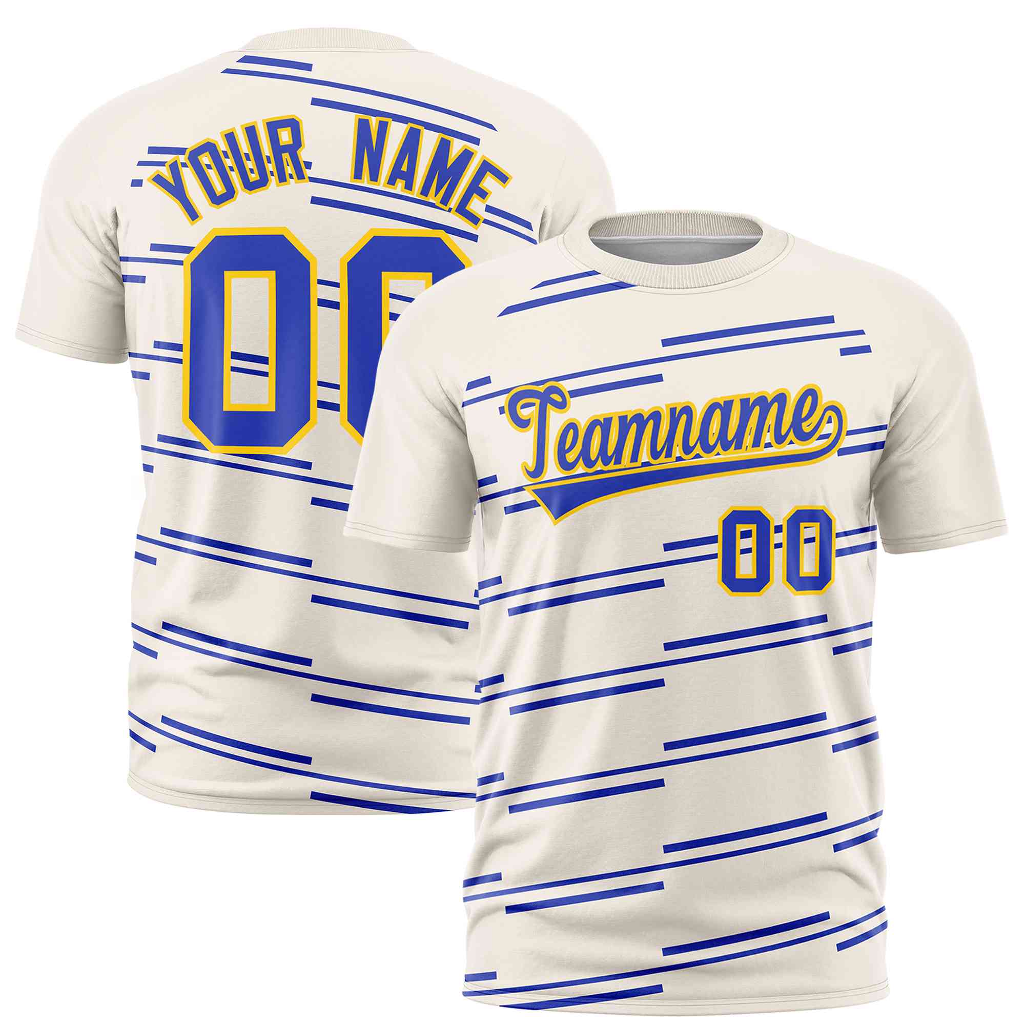 Custom Cream Royal Personalized Slanting Line Graffiti Pattern Performance T-Shirt | KXKSHOP