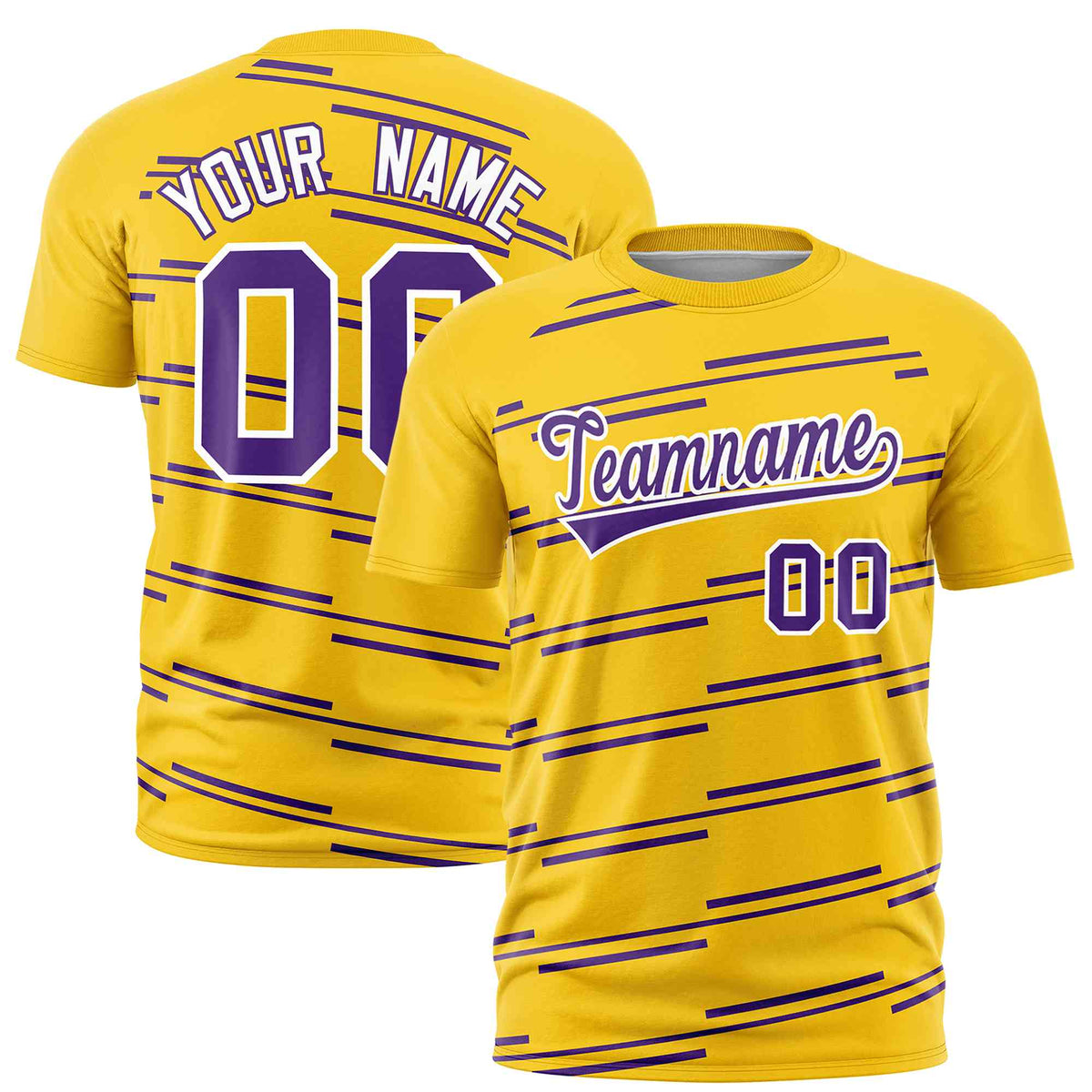 Custom Gold Purple Personalized Slanting Line Graffiti Pattern Performance T-Shirt | KXKSHOP